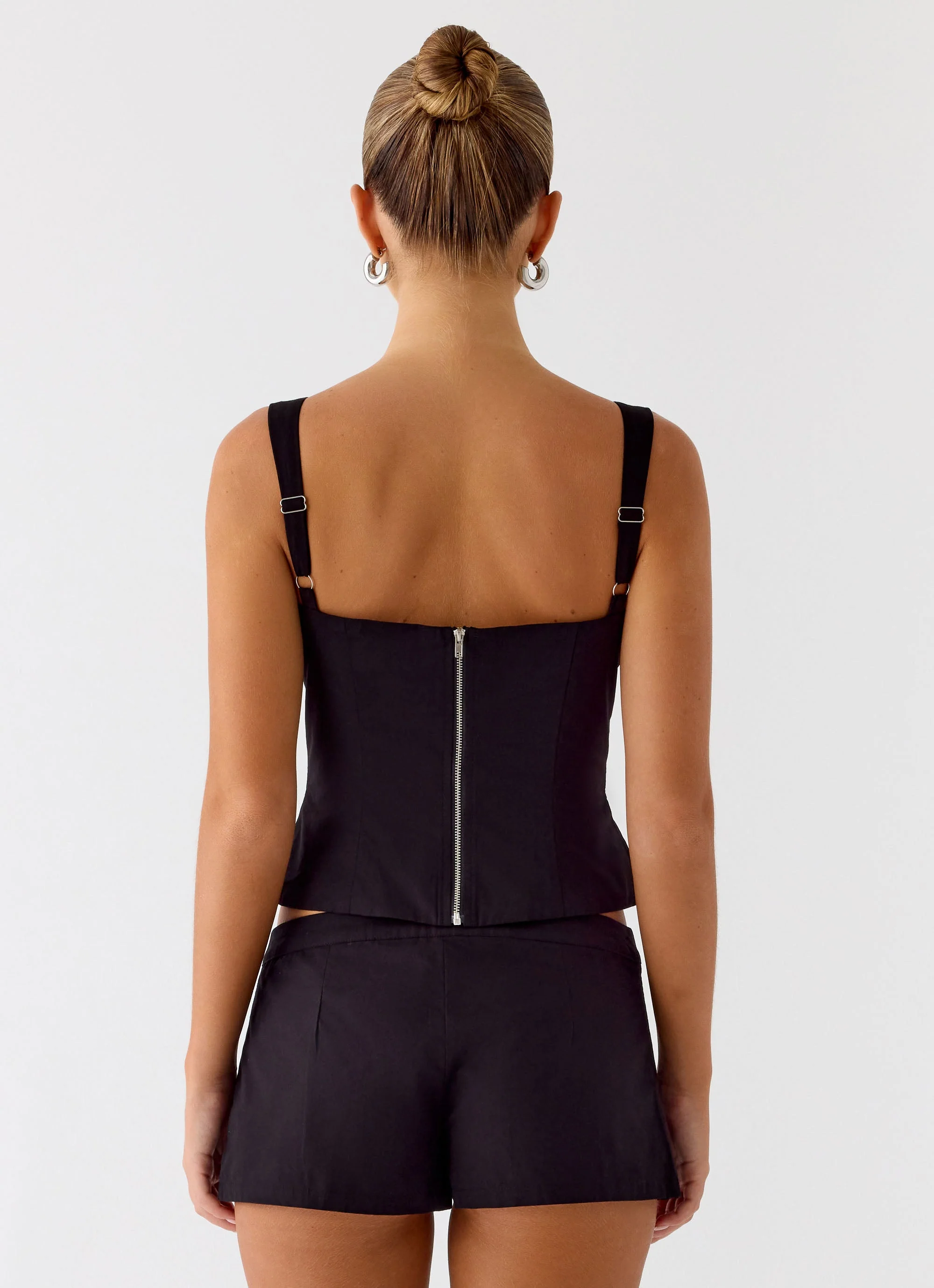 Coastline Cotton Bustier Top - Black - Image 4