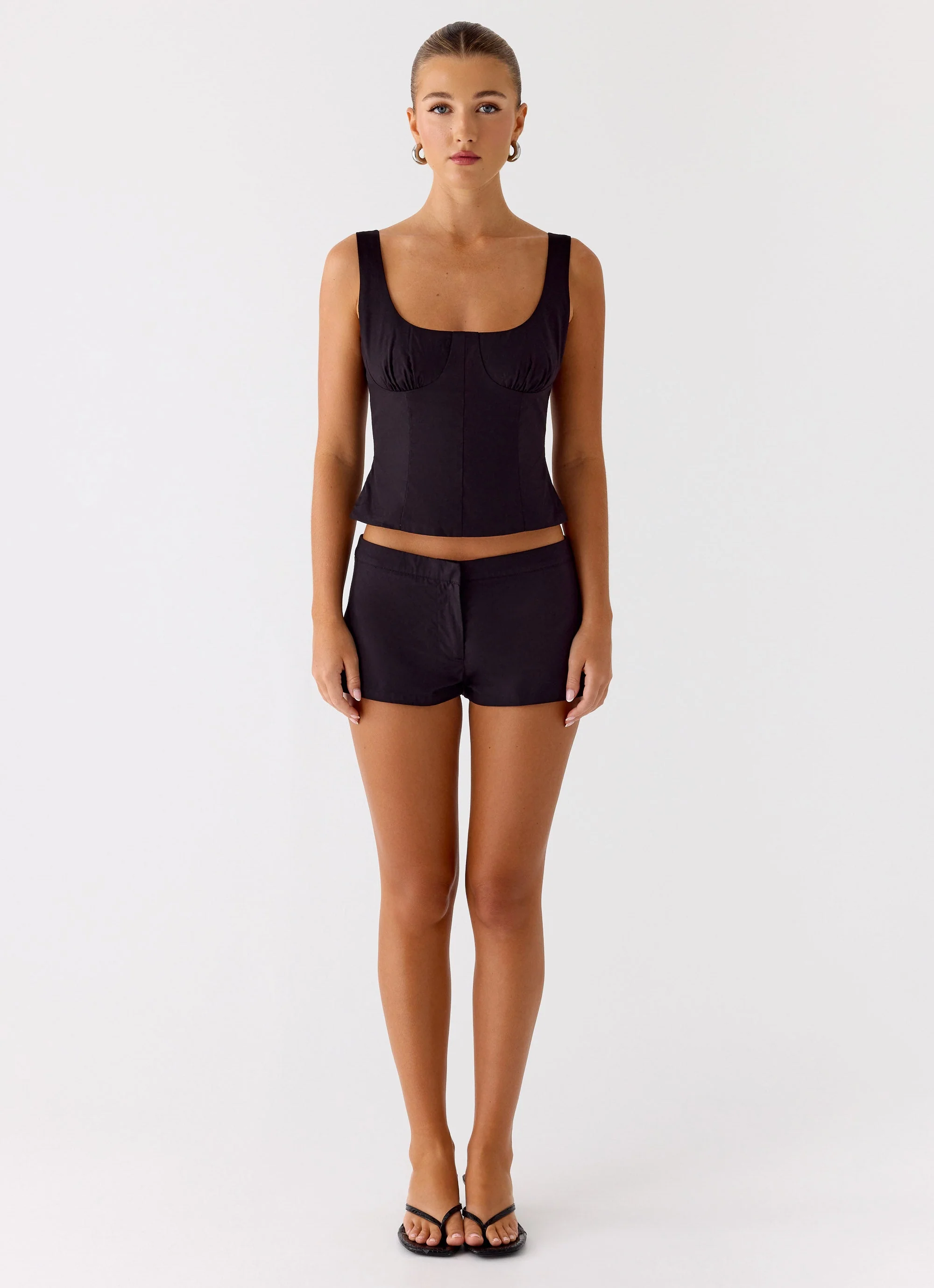 Coastline Cotton Bustier Top - Black - Image 5