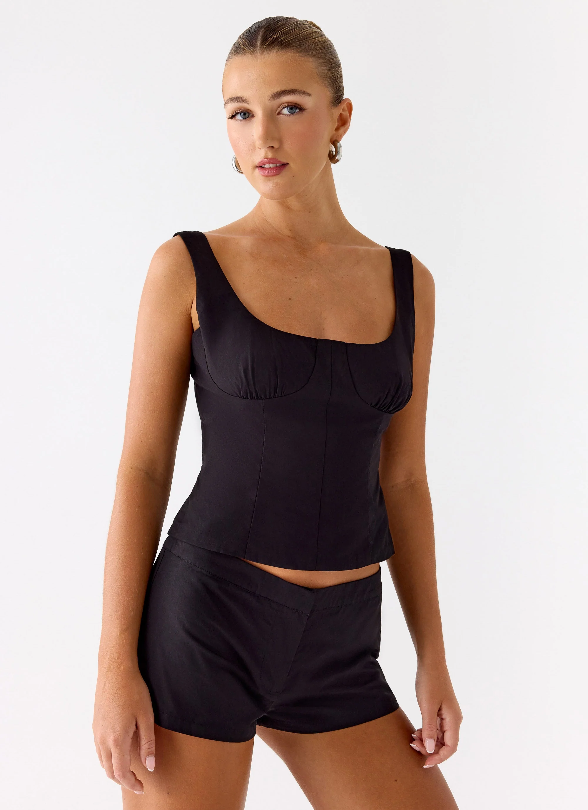Coastline Cotton Bustier Top - Black - Image 7