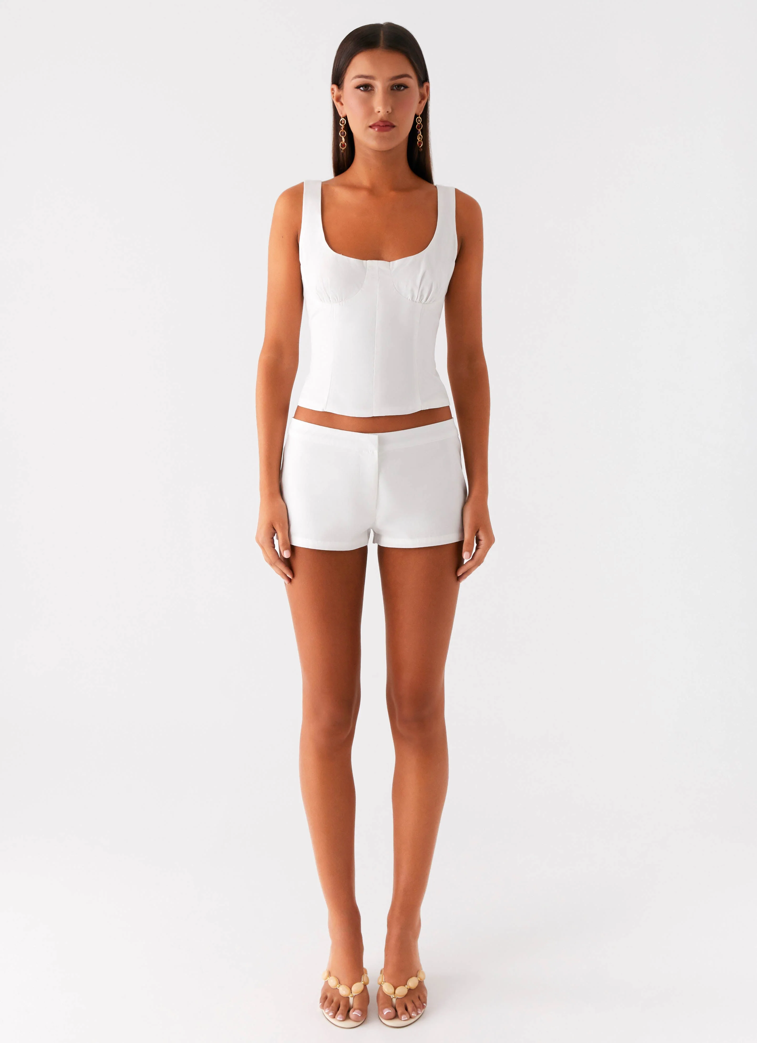 Coastline Cotton Micro Mini Shorts - White - Image 2