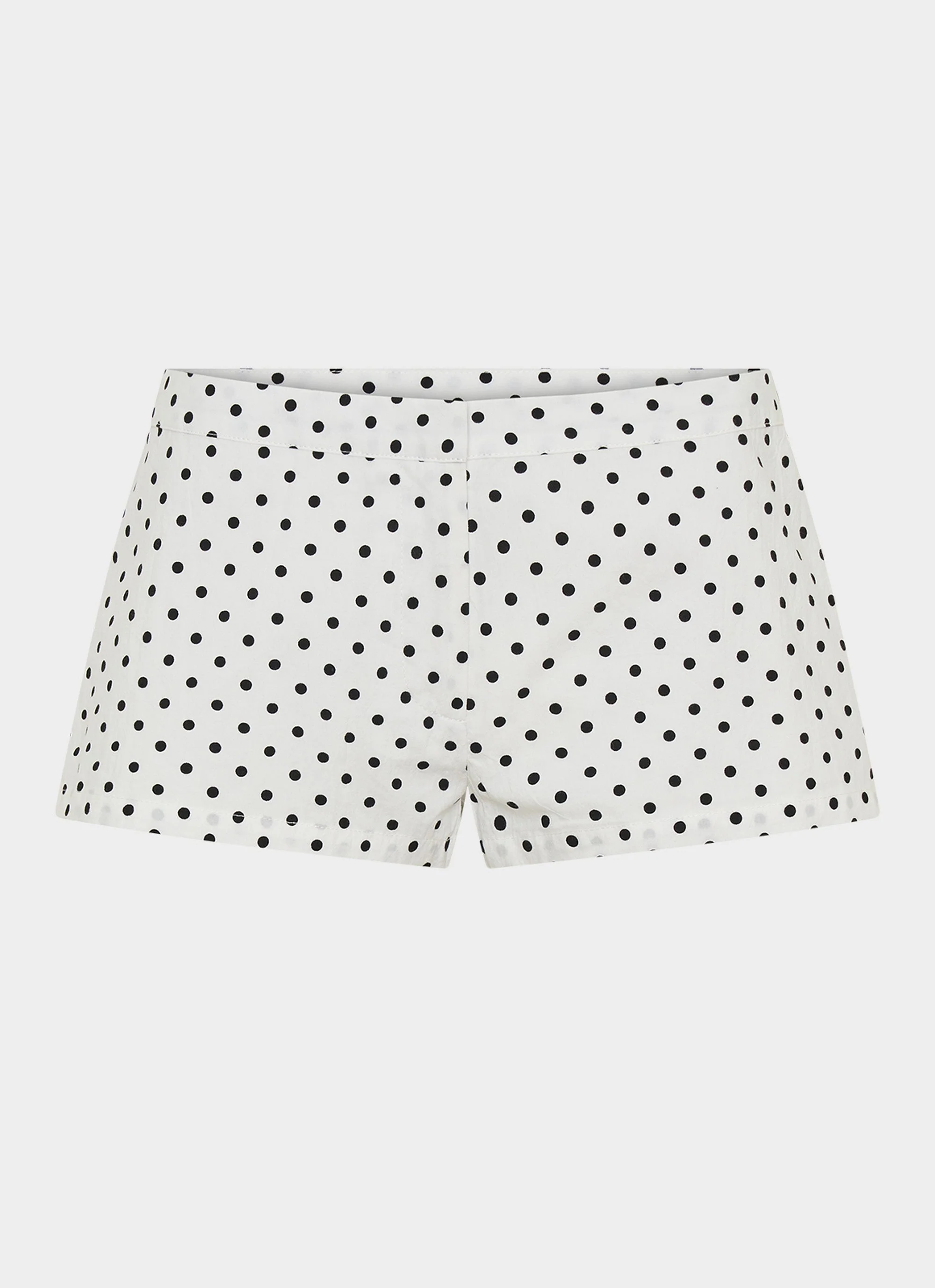 Coastline Cotton Micro Mini Shorts - White Polka Dot - Image 9