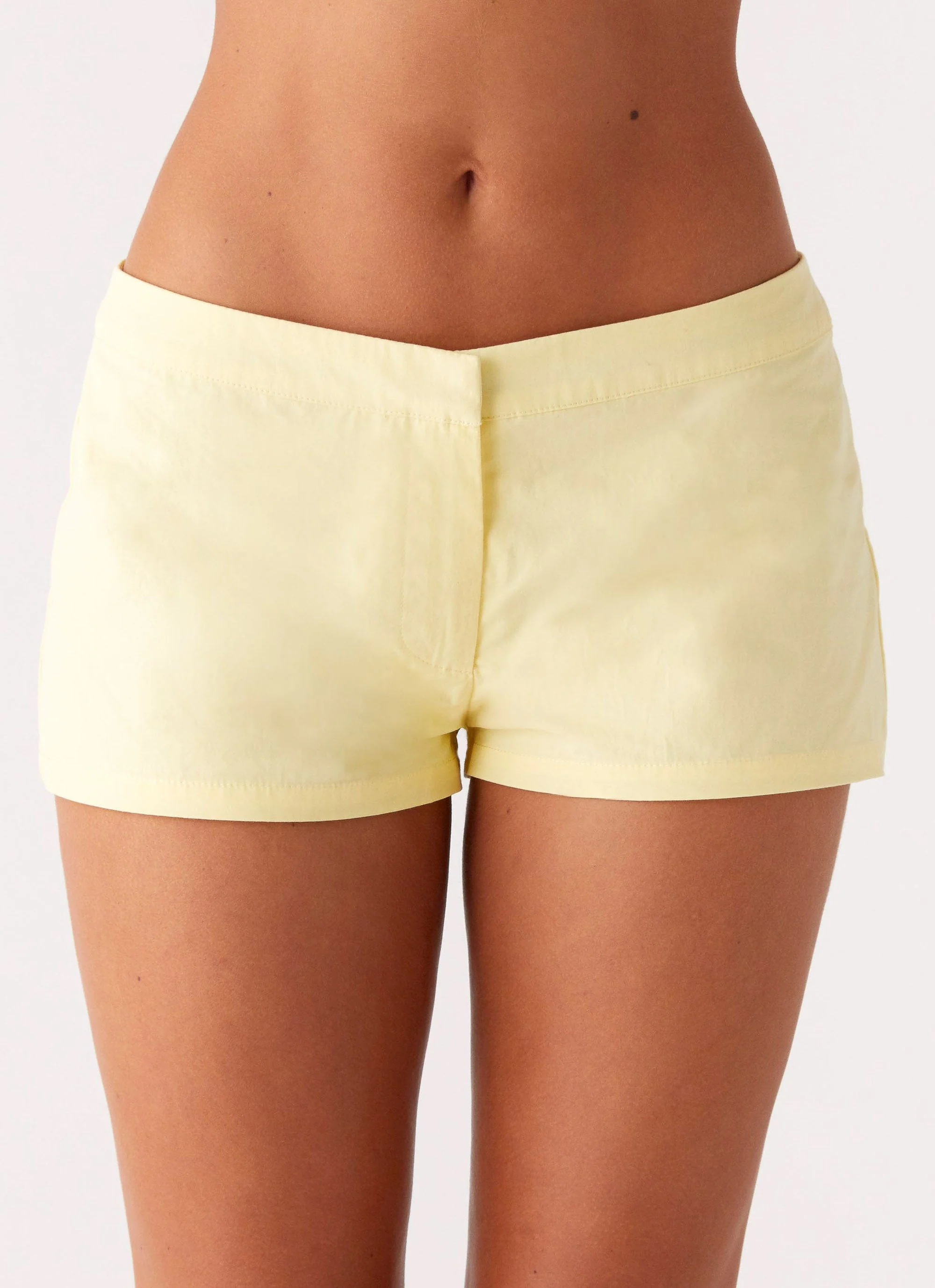 Coastline Cotton Micro Mini Shorts - Yellow - Image 2
