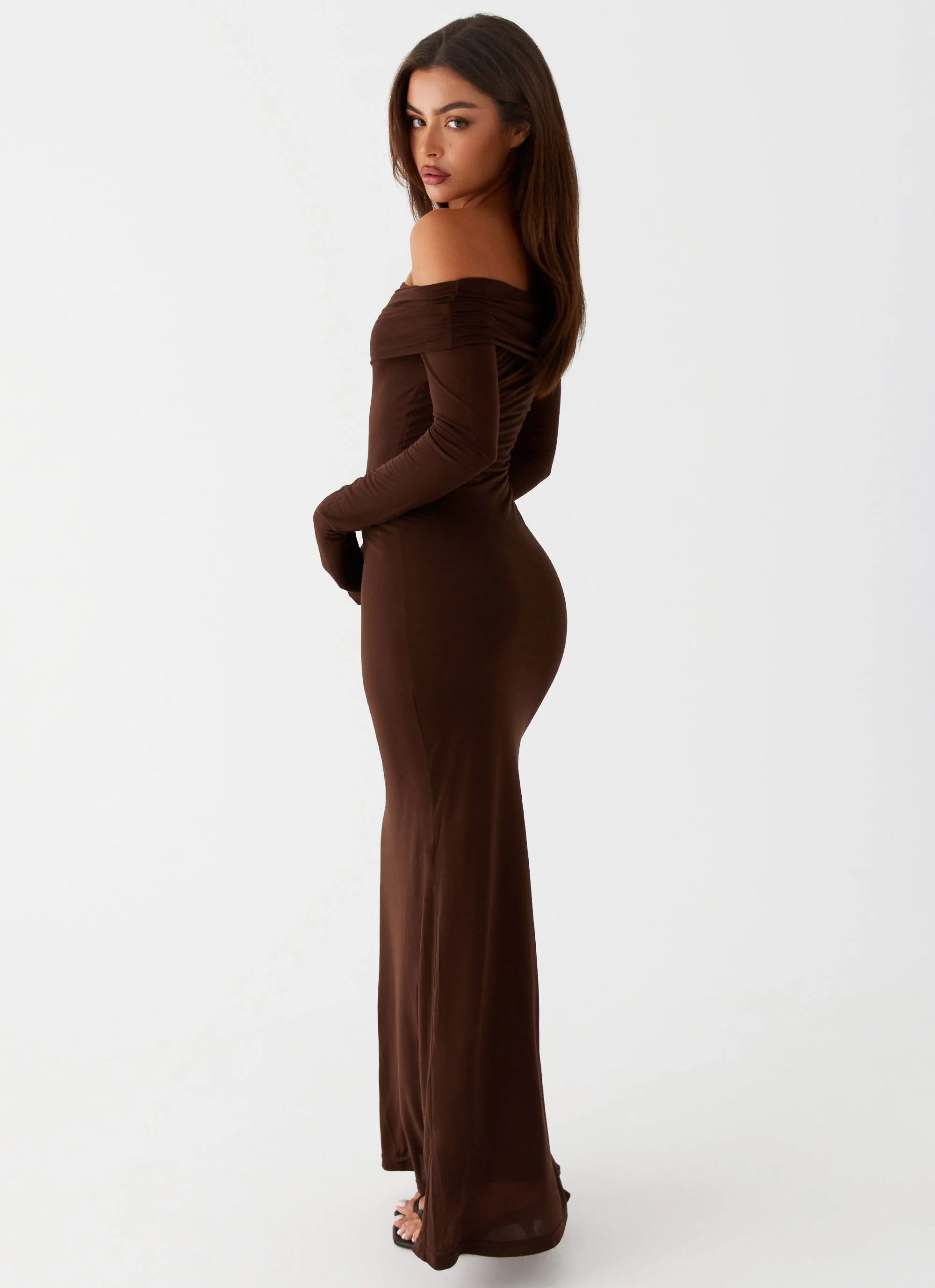 Cocoa Long Sleeve Maxi Dress - Chocolate - Image 2