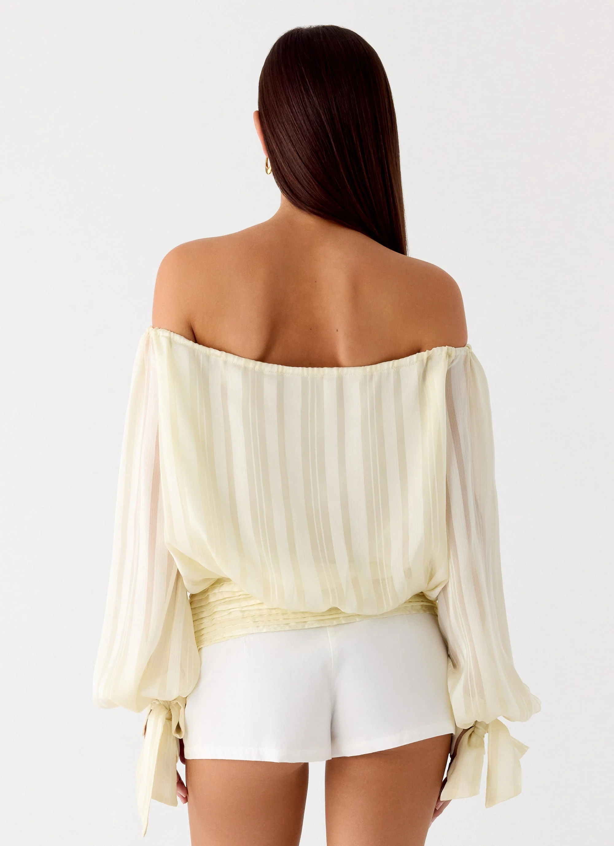 Coconut Kiss Off Shoulder Long Sleeve Top - Yellow - Image 3