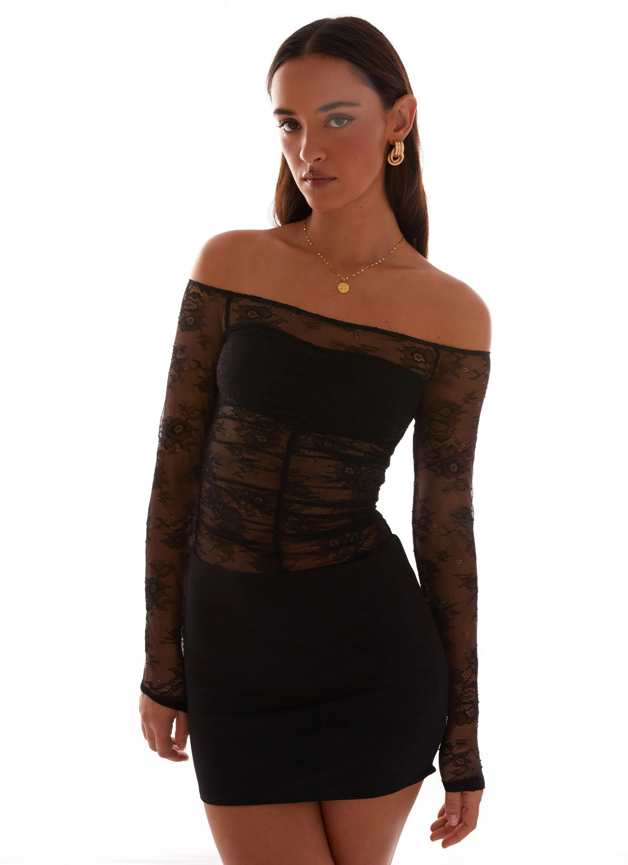 Collide Lace Mini Dress - Black - Image 5