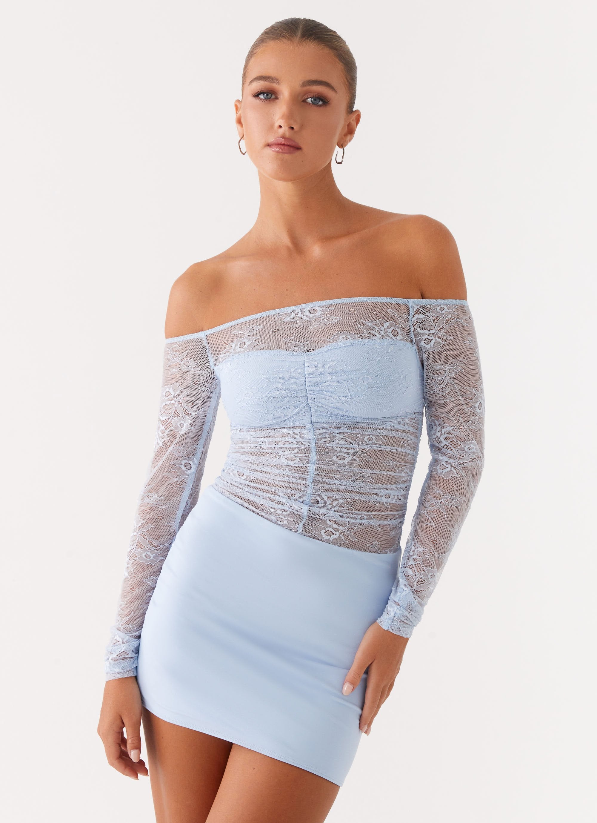 Collide Lace Mini Dress - Blue - Image 6