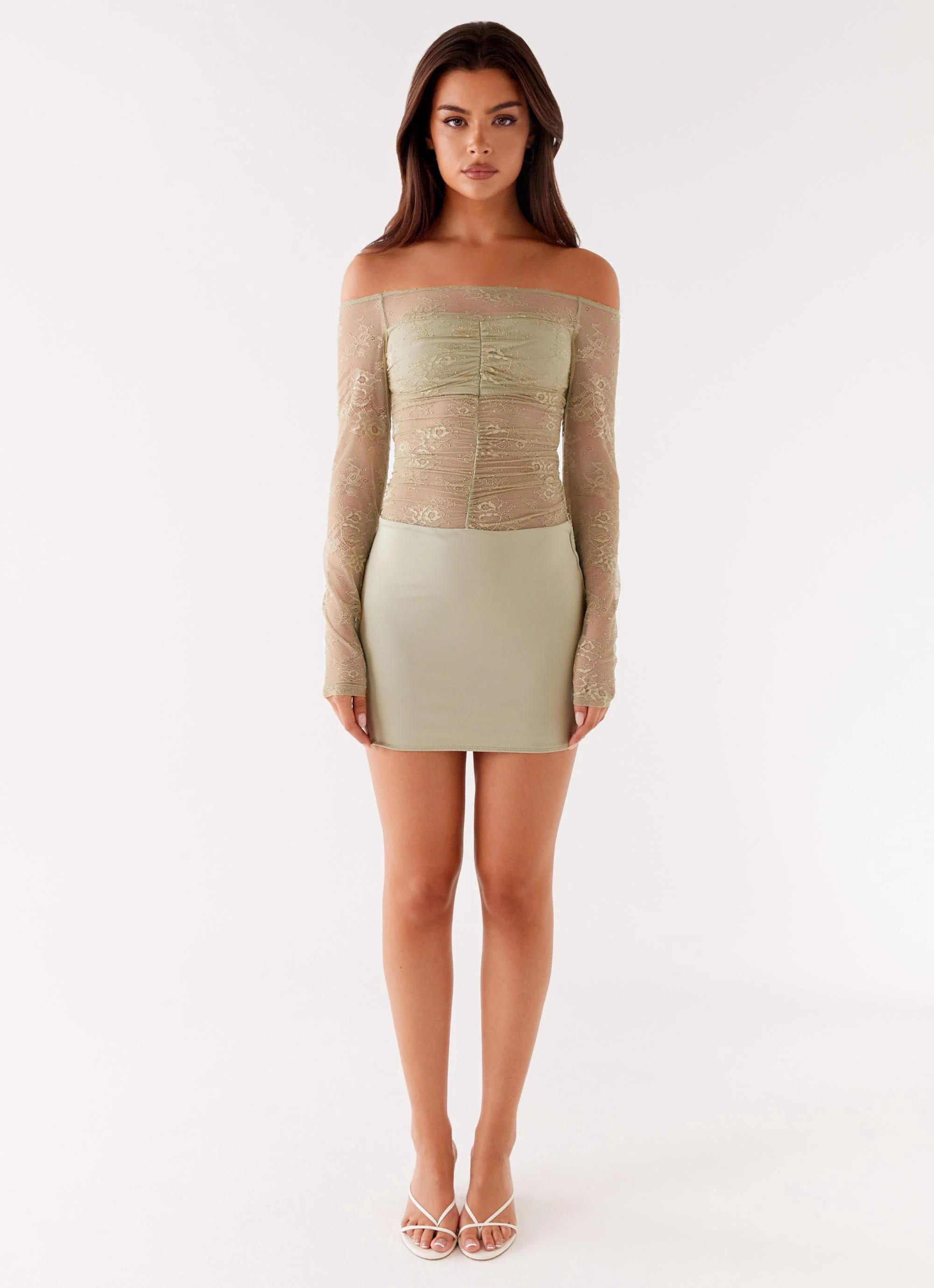 Collide Lace Mini Dress - Sage - Image 2