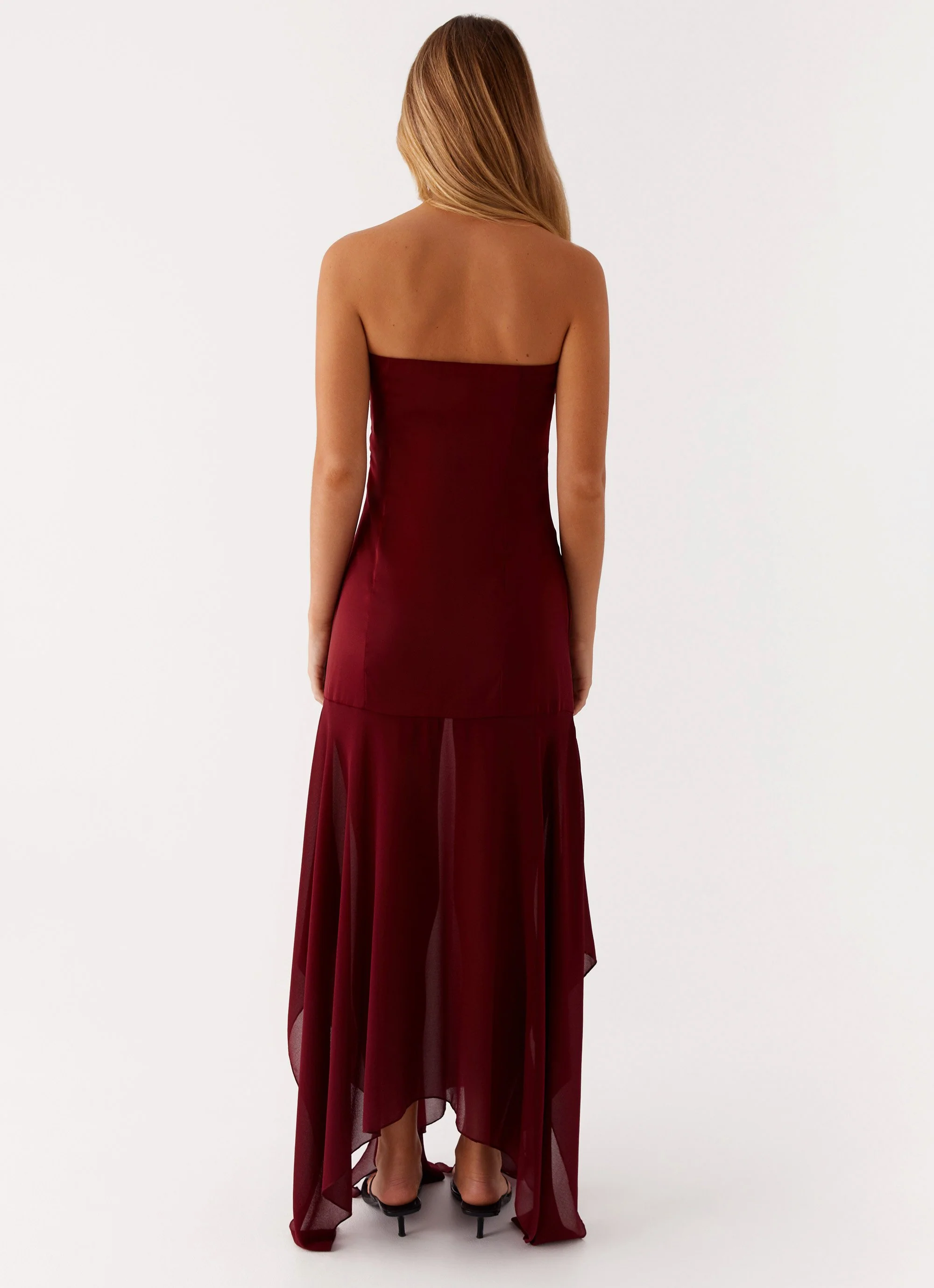 Collision Satin Maxi Dress - Cherry Red - Image 4