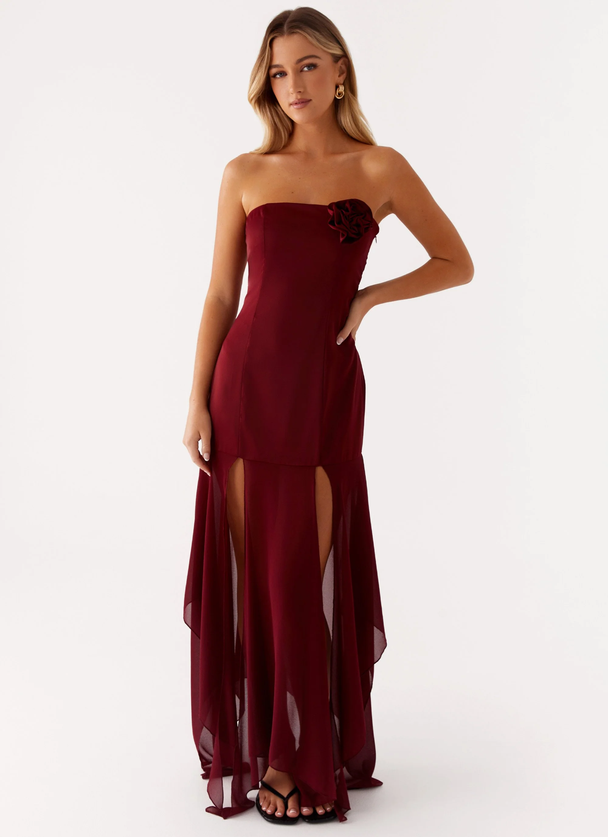 Collision Satin Maxi Dress - Cherry Red - Image 6