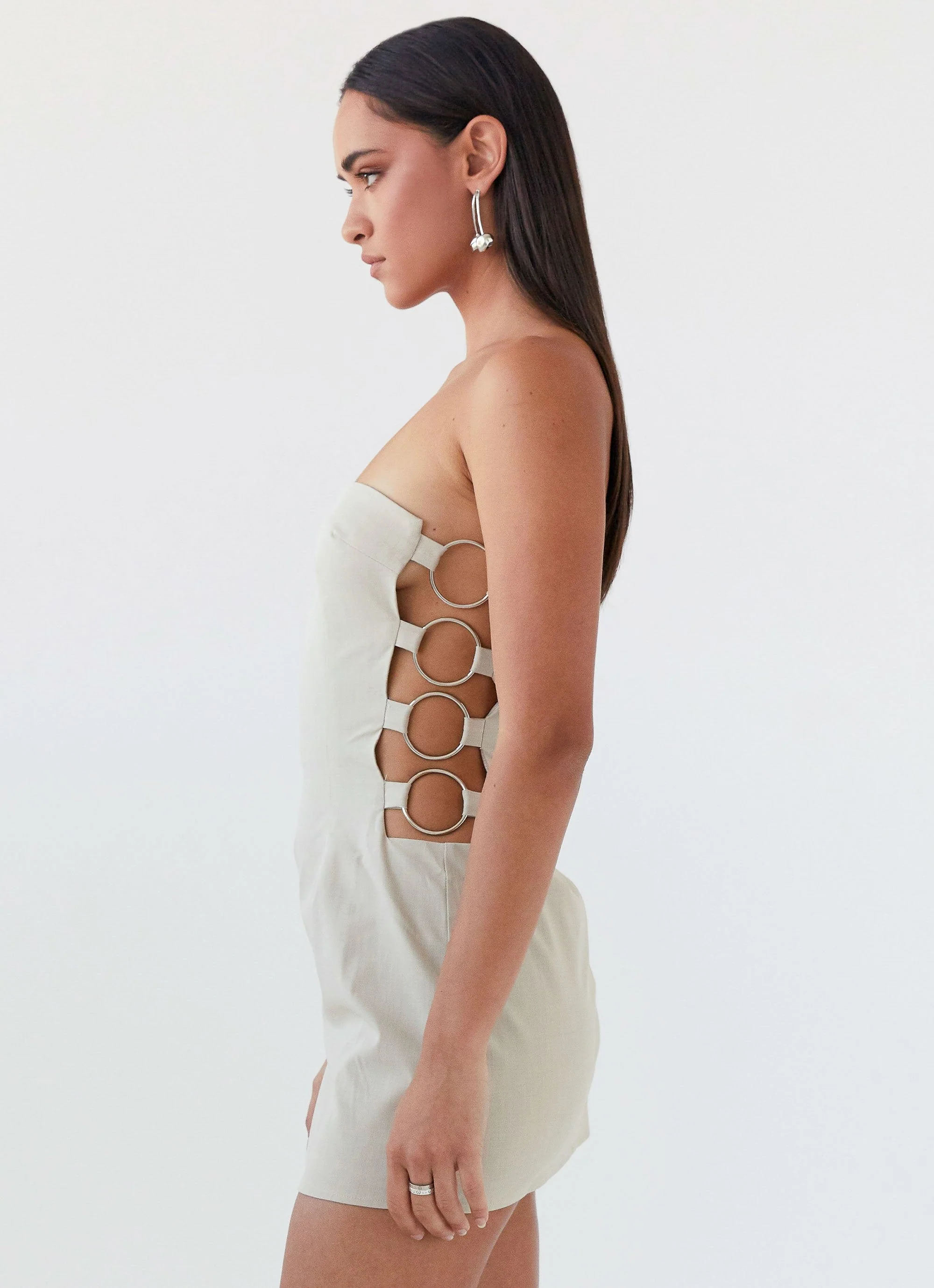 Conceited Strapless Mini Dress - Sand - Image 3