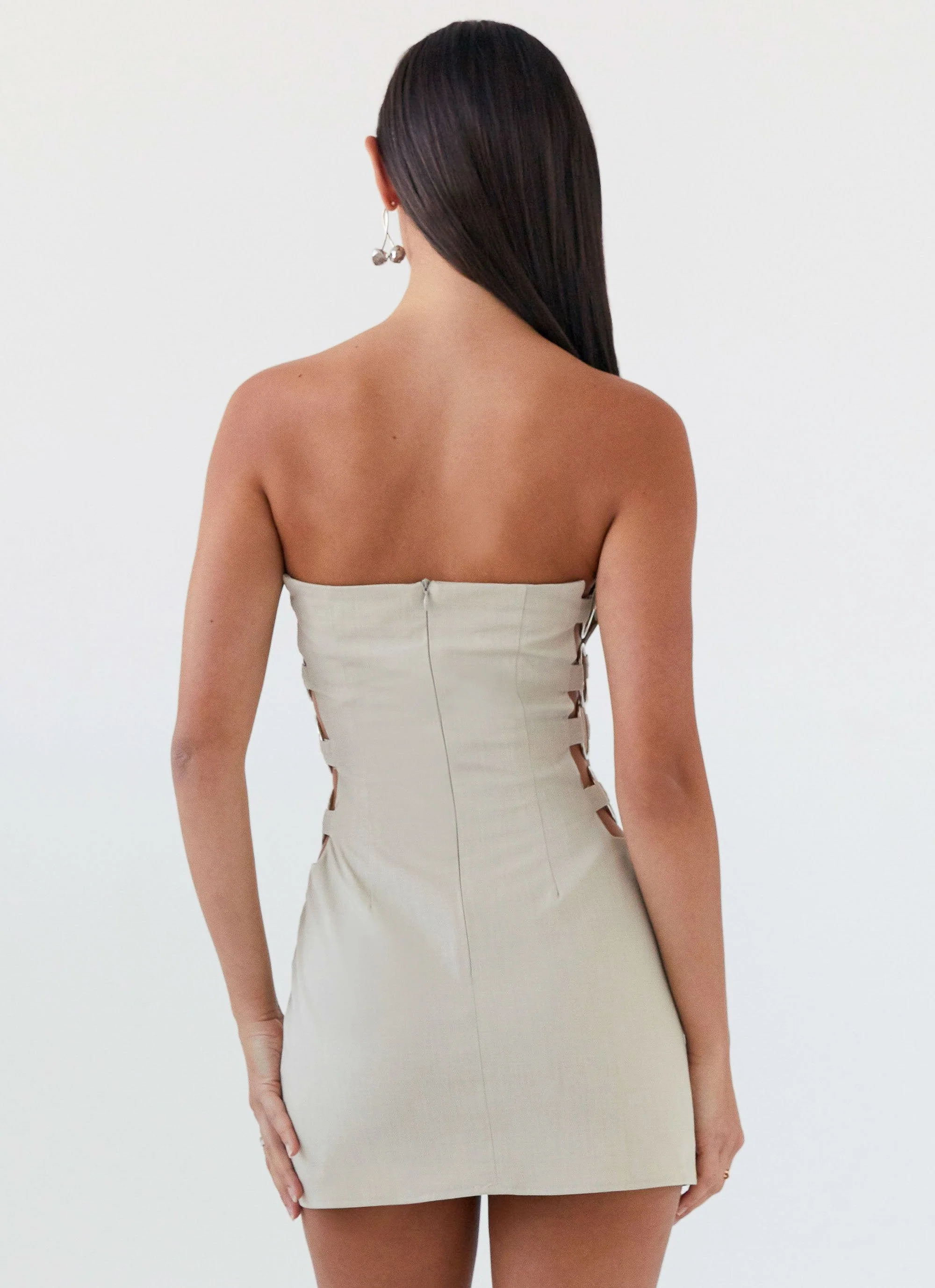 Conceited Strapless Mini Dress - Sand - Image 4
