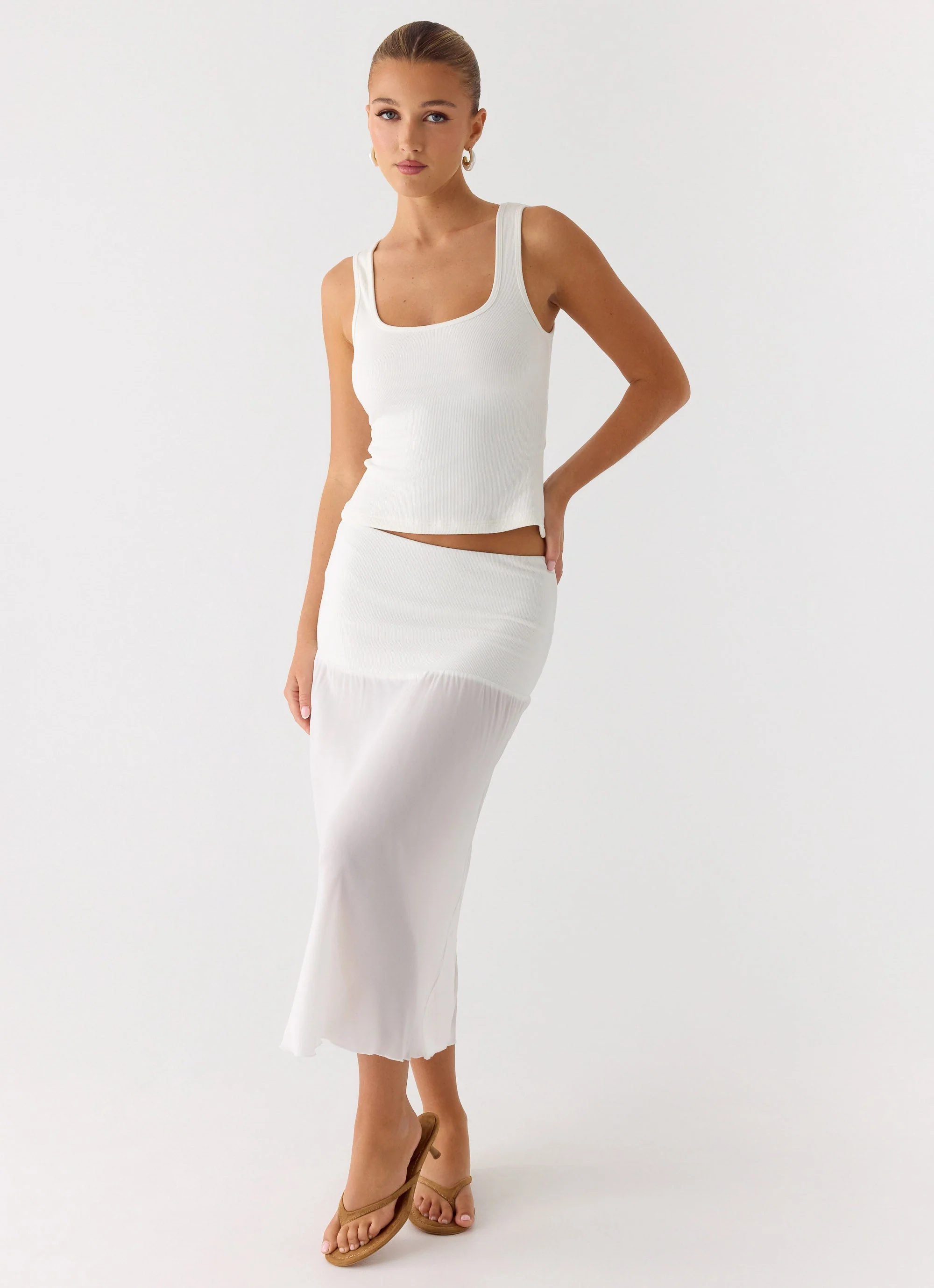 Connect My Heart Midi Skirt - White - Image 2