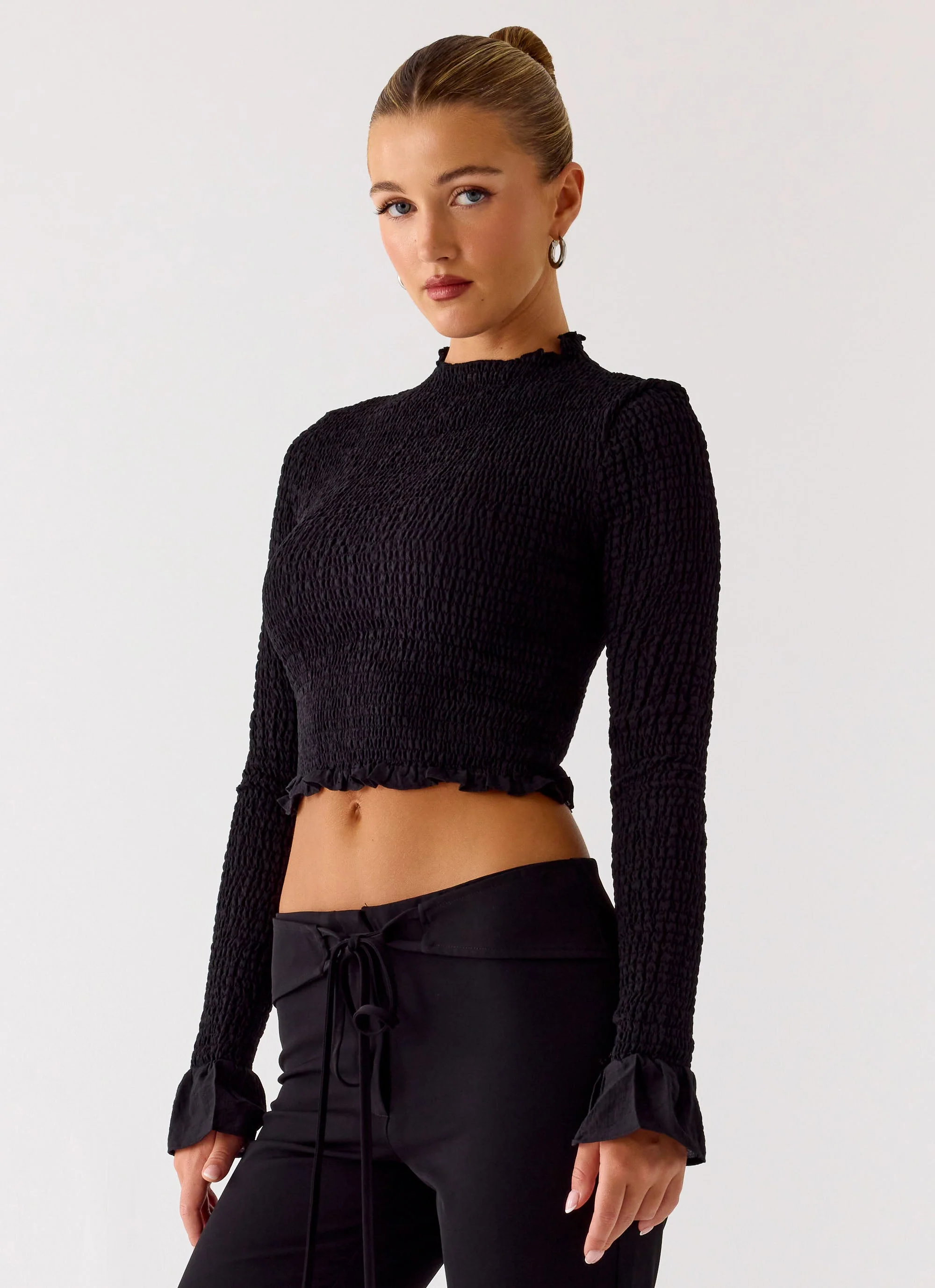 Connie Long Sleeve Top - Black - Image 5