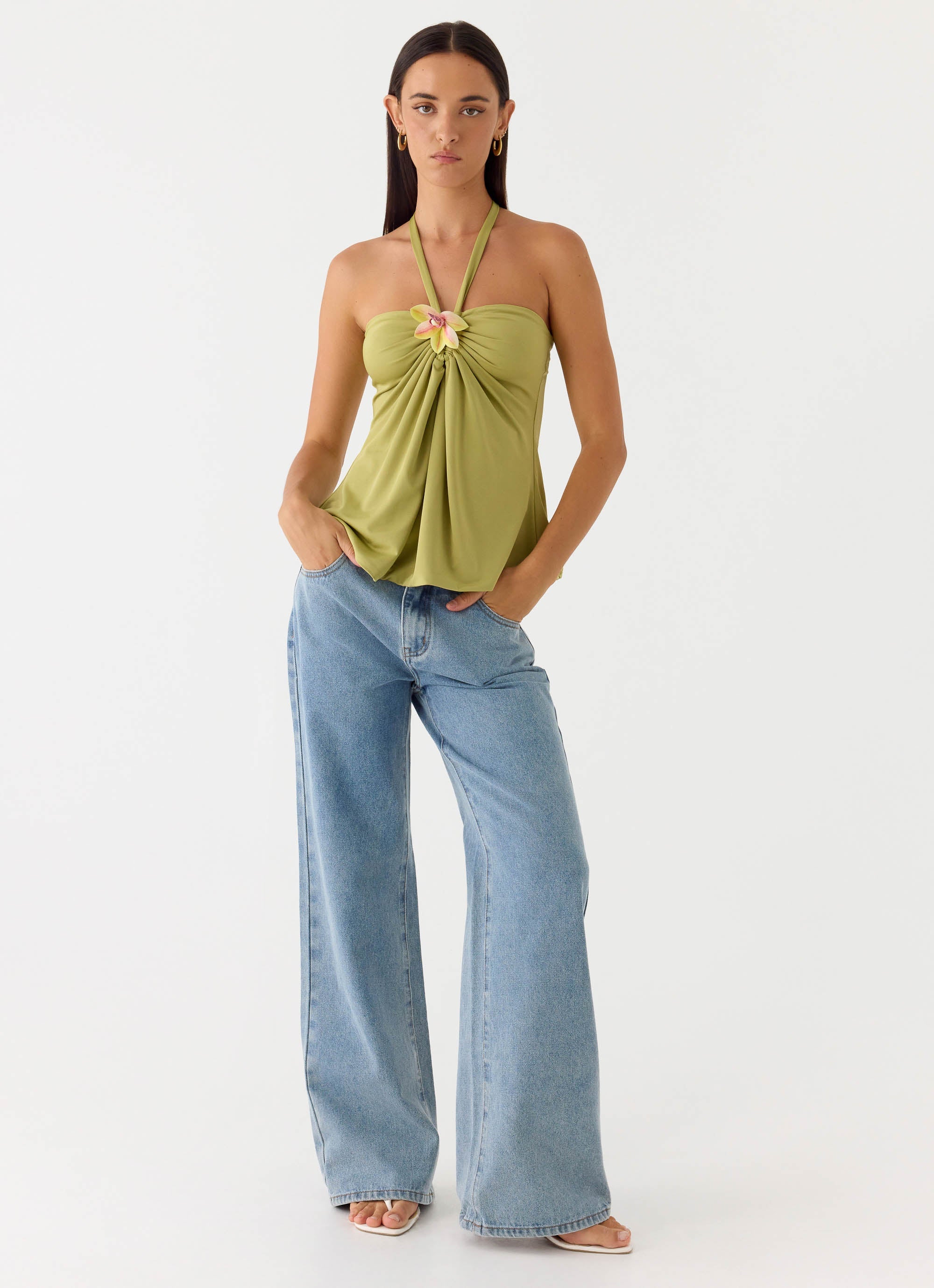 Corah Halter Top - Green Olive - Image 6
