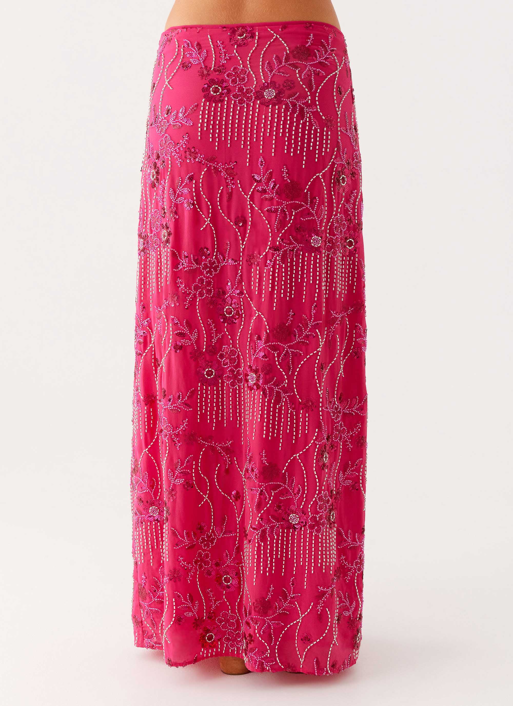 Corinna Low Rise Sequin Maxi Skirt - Fuchsia - Image 5