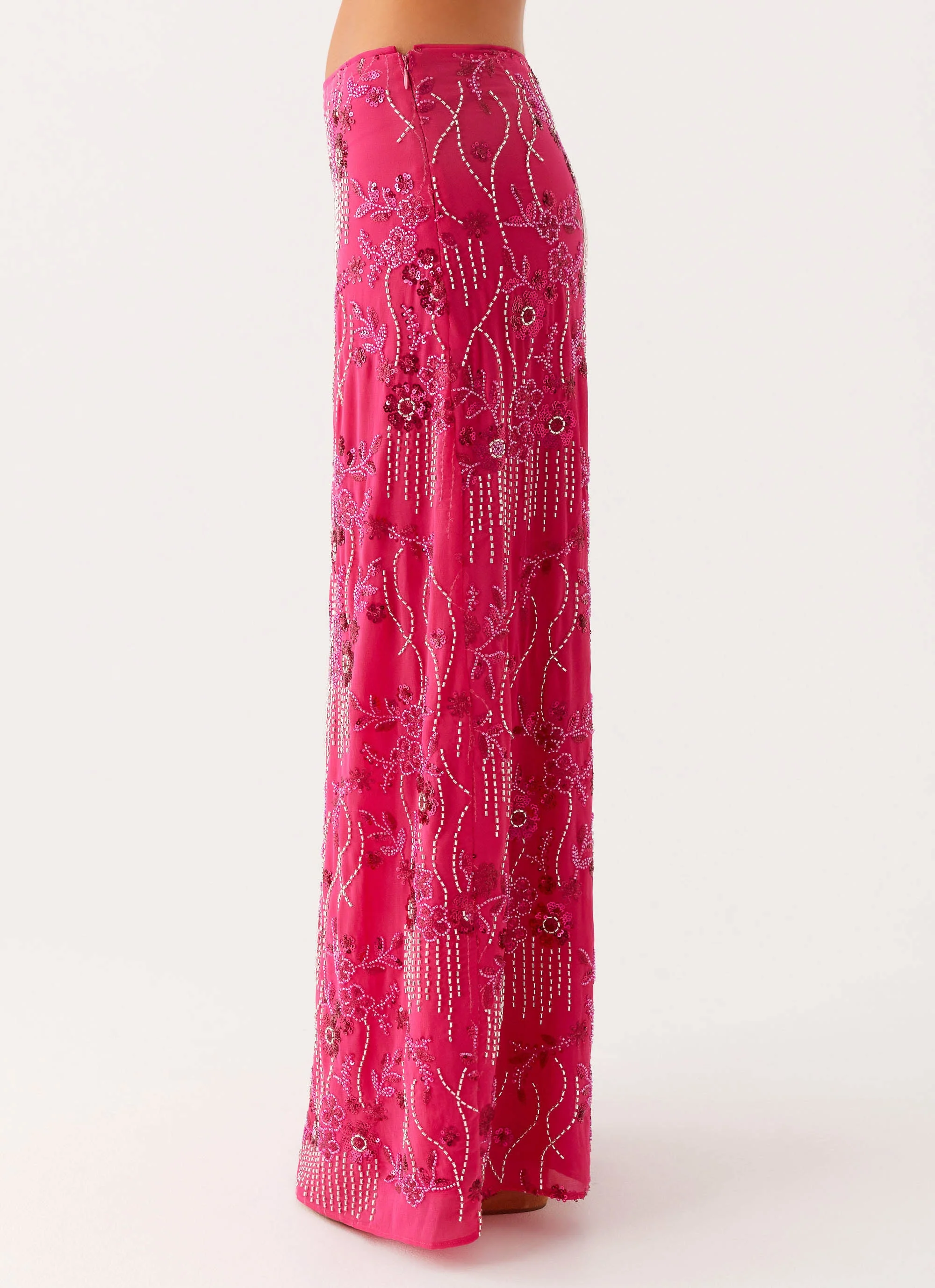 Corinna Low Rise Sequin Maxi Skirt - Fuchsia - Image 6