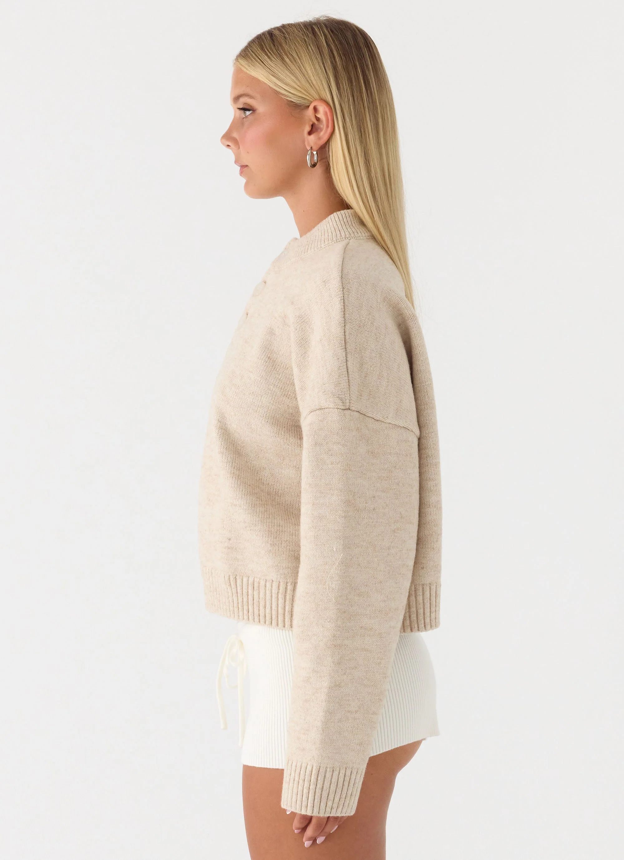 Cornelia Button Up Jumper - Oatmeal - Image 3