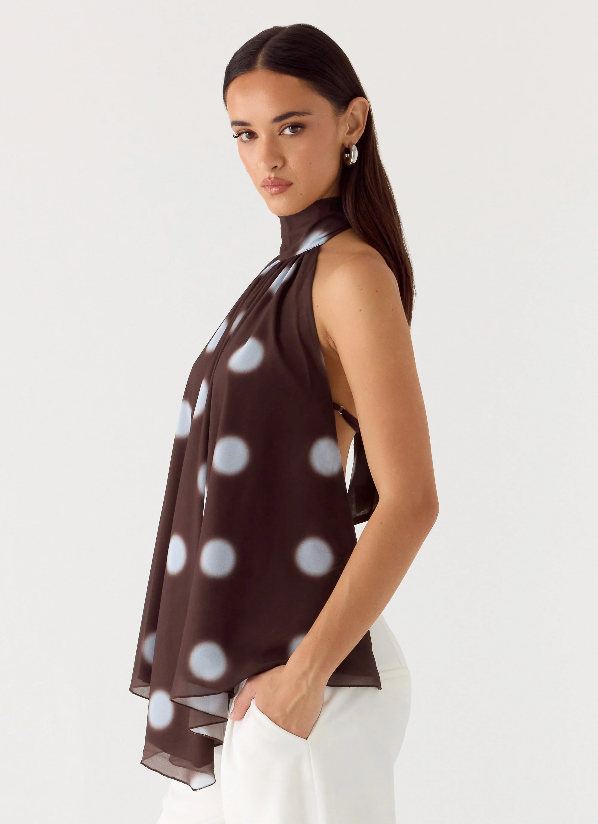 Corrida Backless Top - Chocolate Blue Dot - Image 4