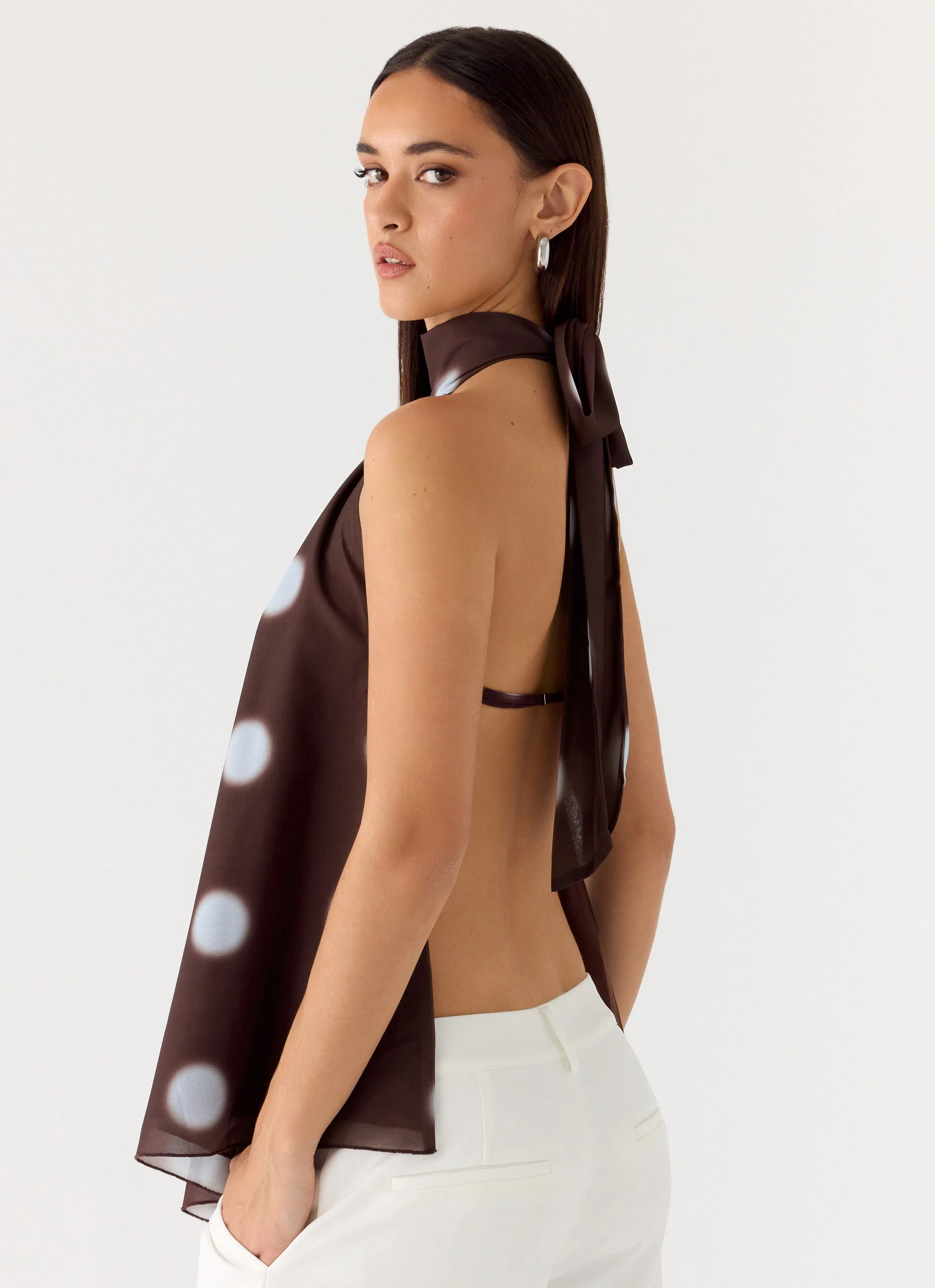 Corrida Backless Top - Chocolate Blue Dot - Image 7