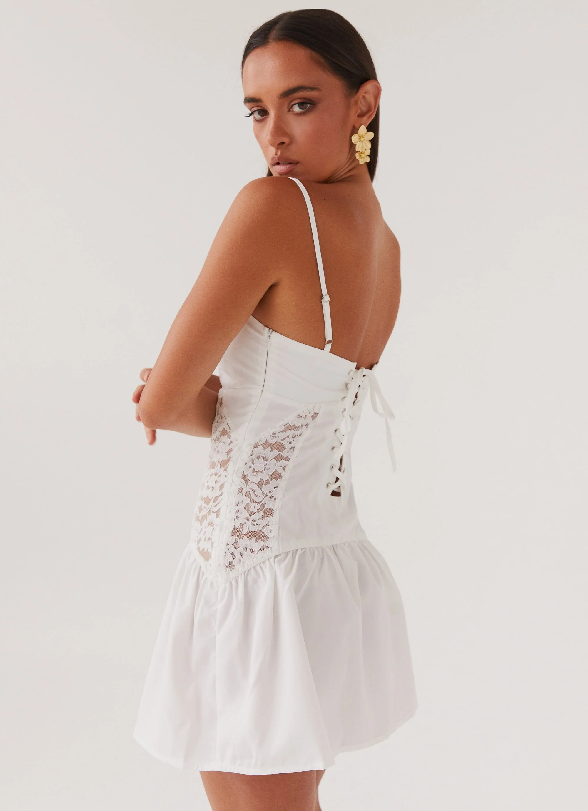 Cotton Cloud Mini Dress - White - Image 6