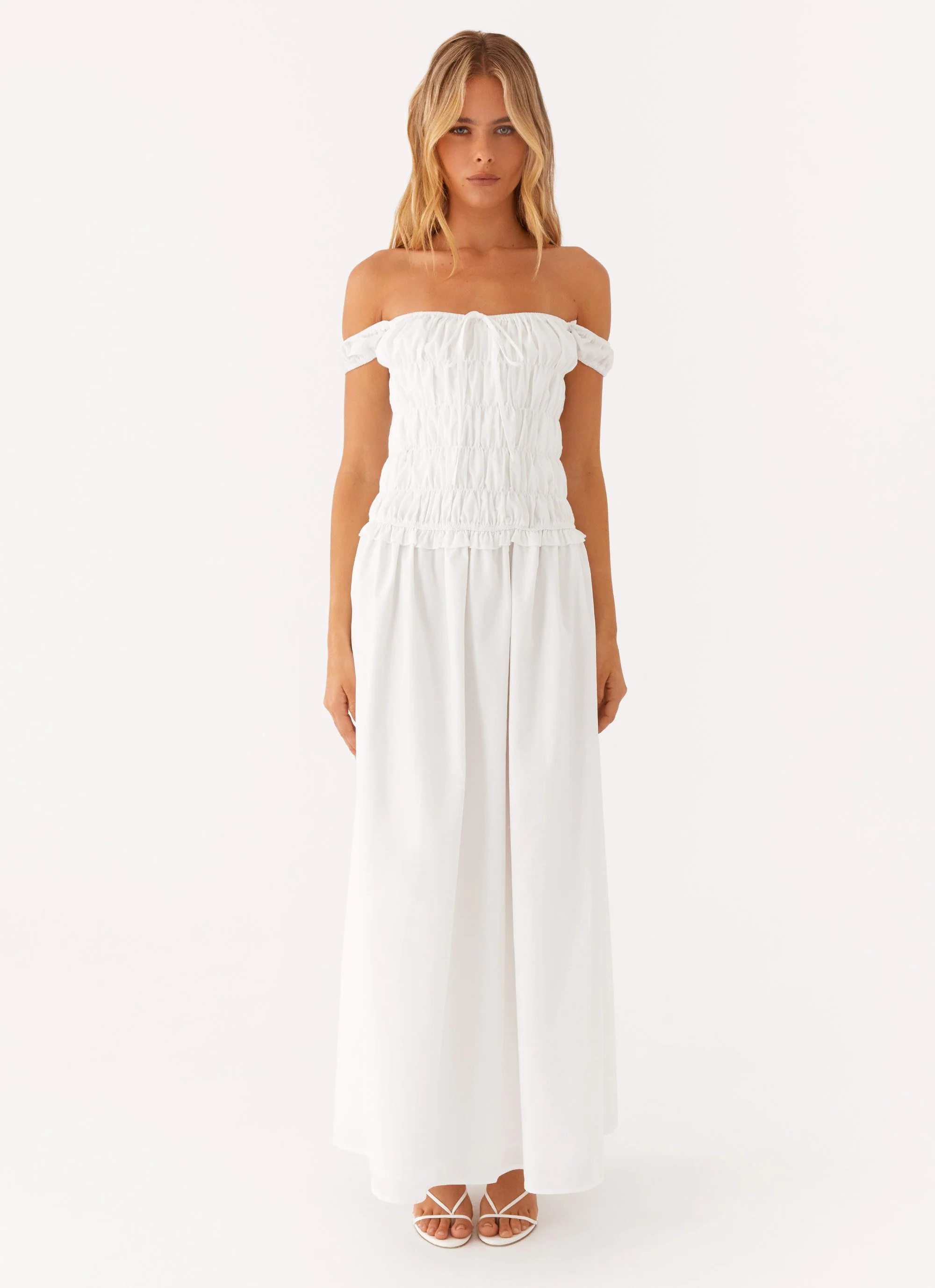 Countryside Off Shoulder Maxi Dress - Ivory - Image 3