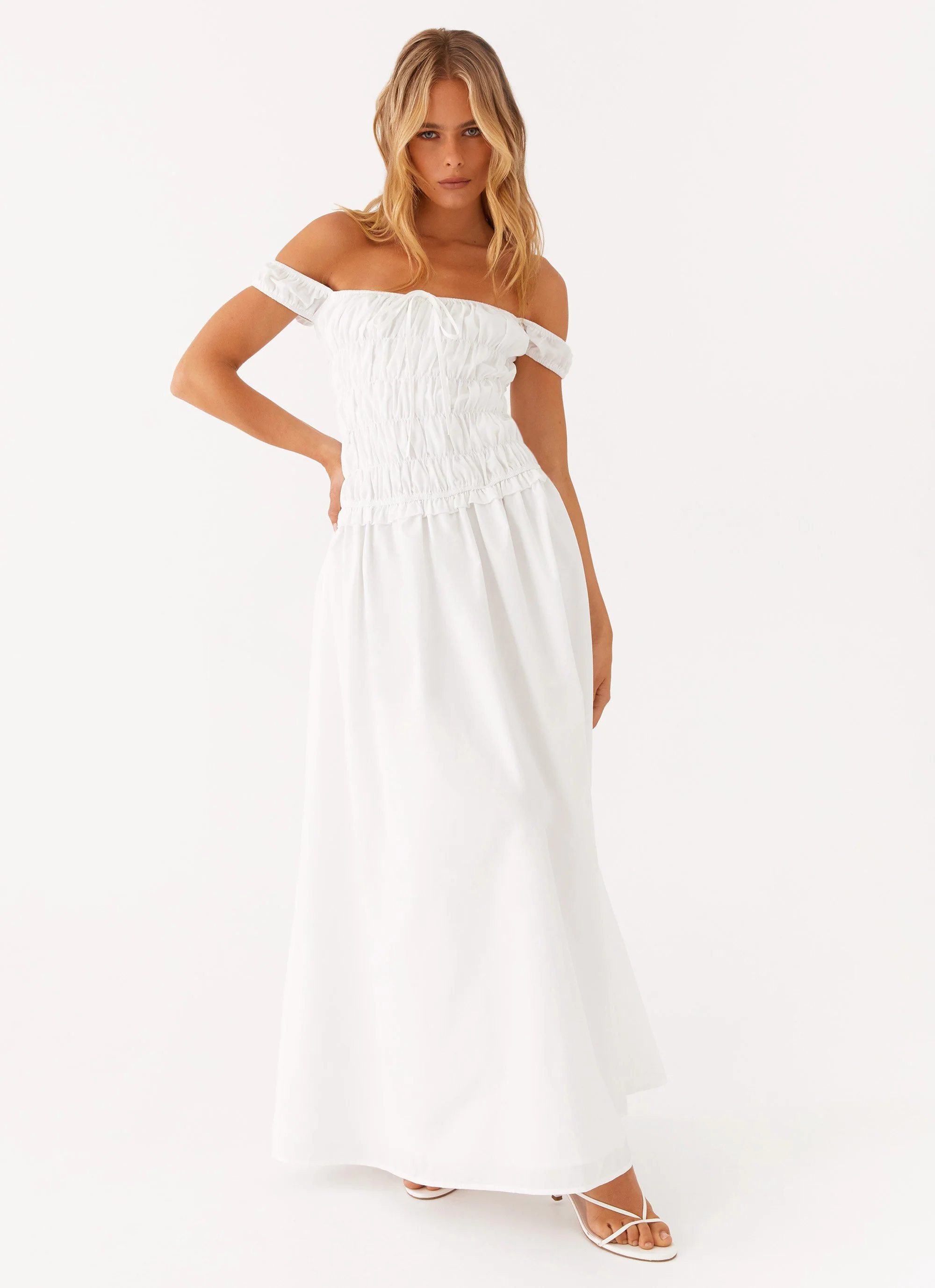 Countryside Off Shoulder Maxi Dress - Ivory - Image 6