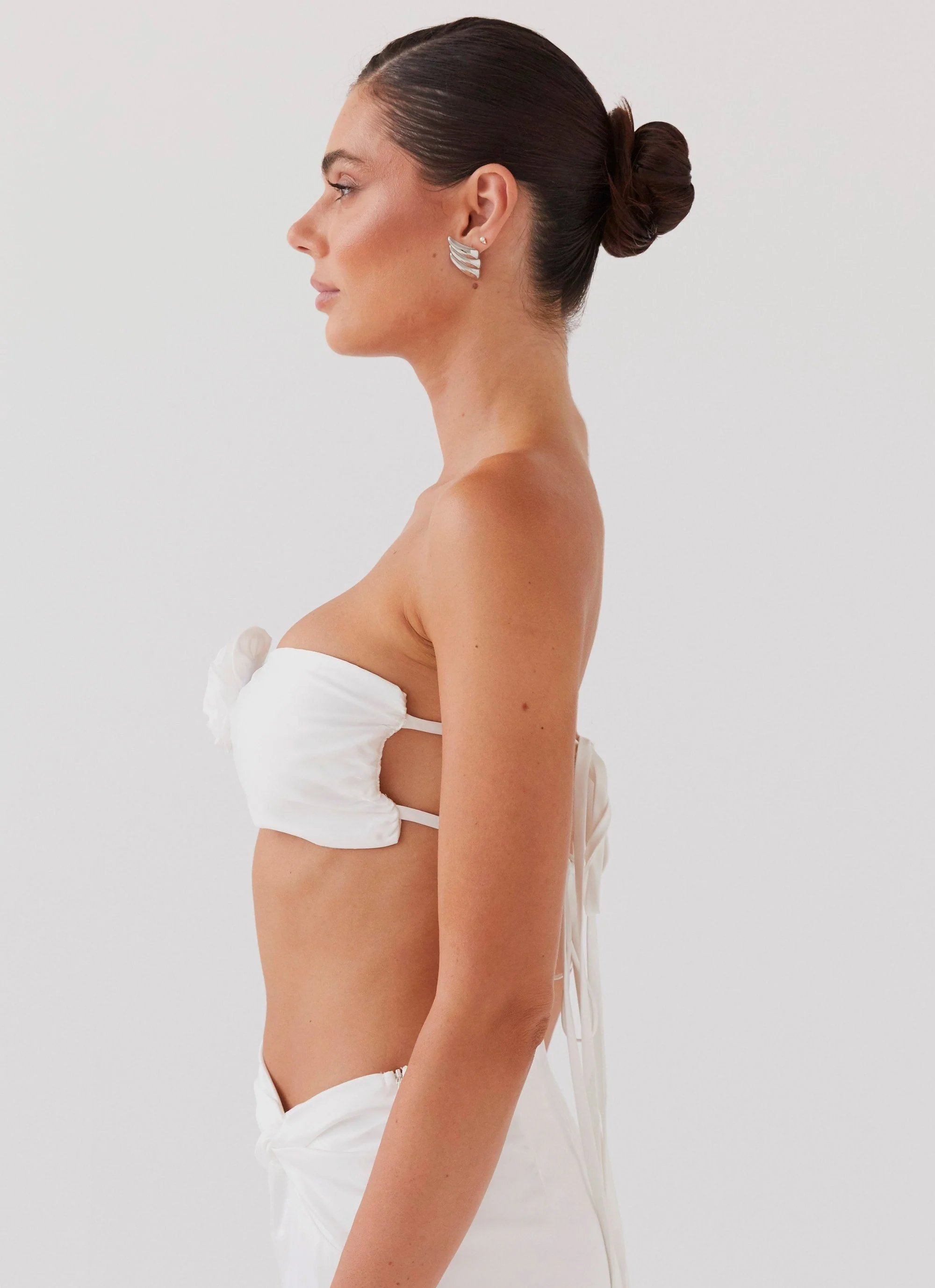 Crescent Light Rose Bandeau Top - Ivory - Image 4