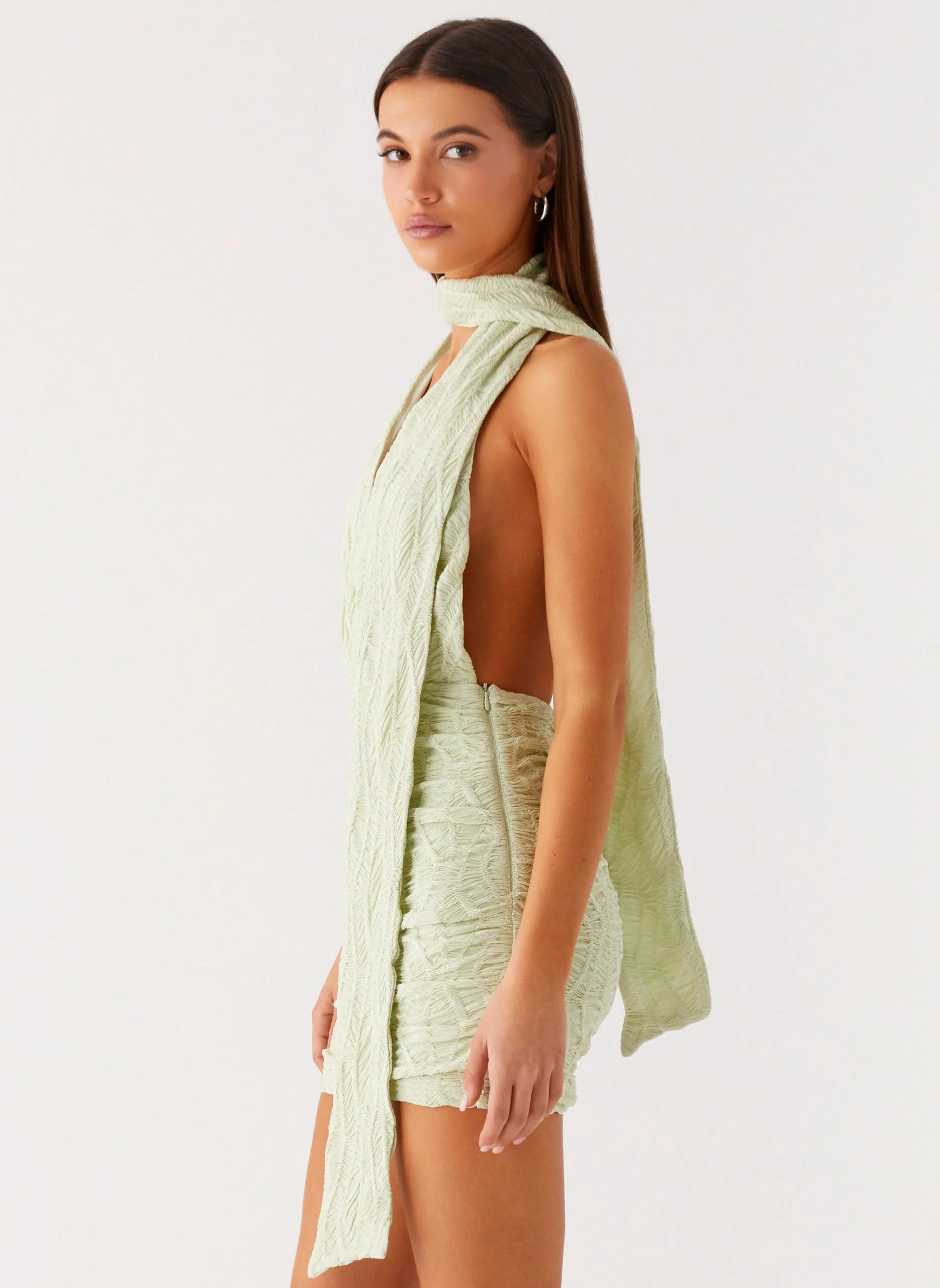 Crimson Mini Dress - Forest Sage - Image 6