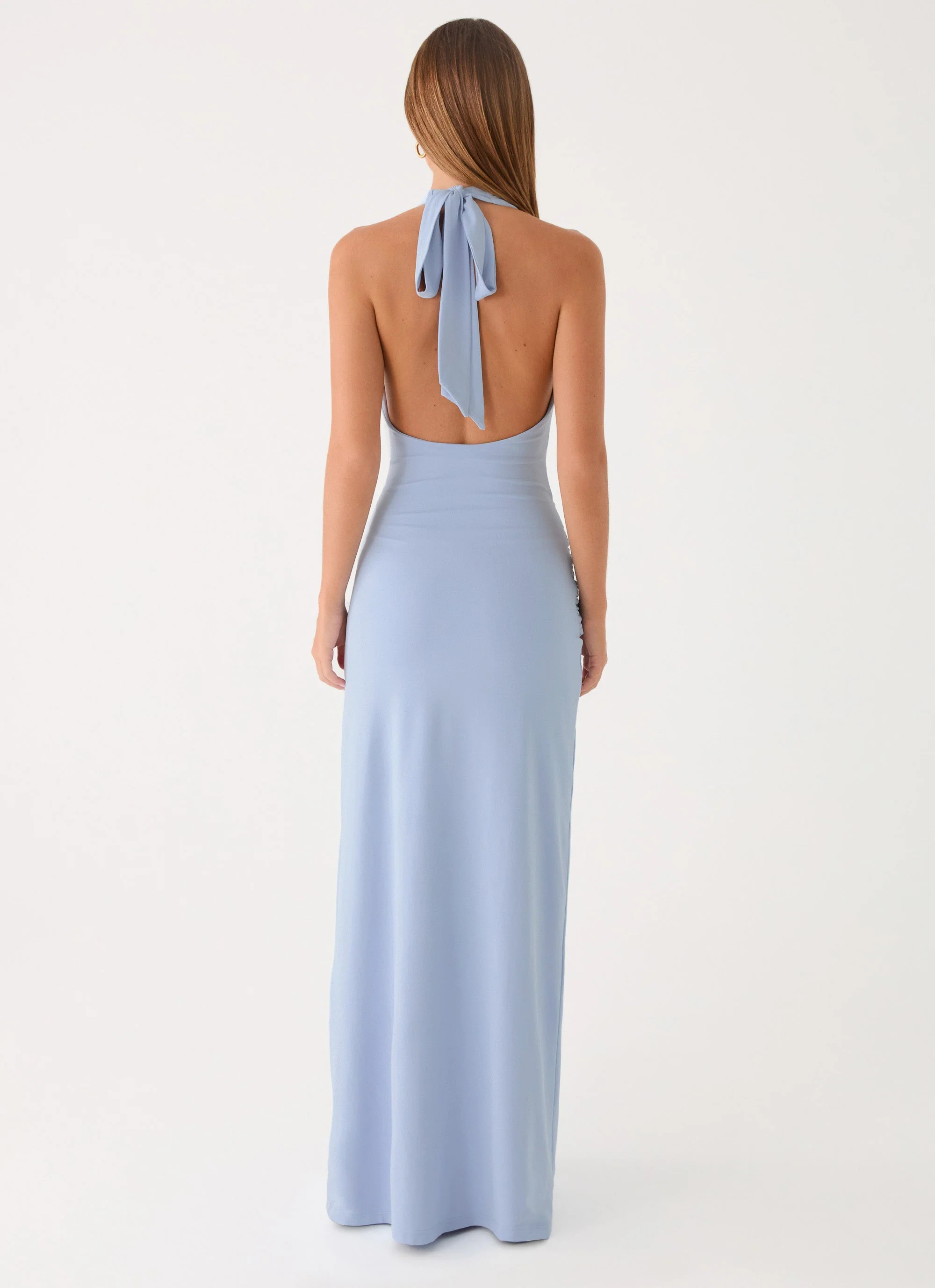 Cristal Halter Maxi Dress - Blue - Image 4
