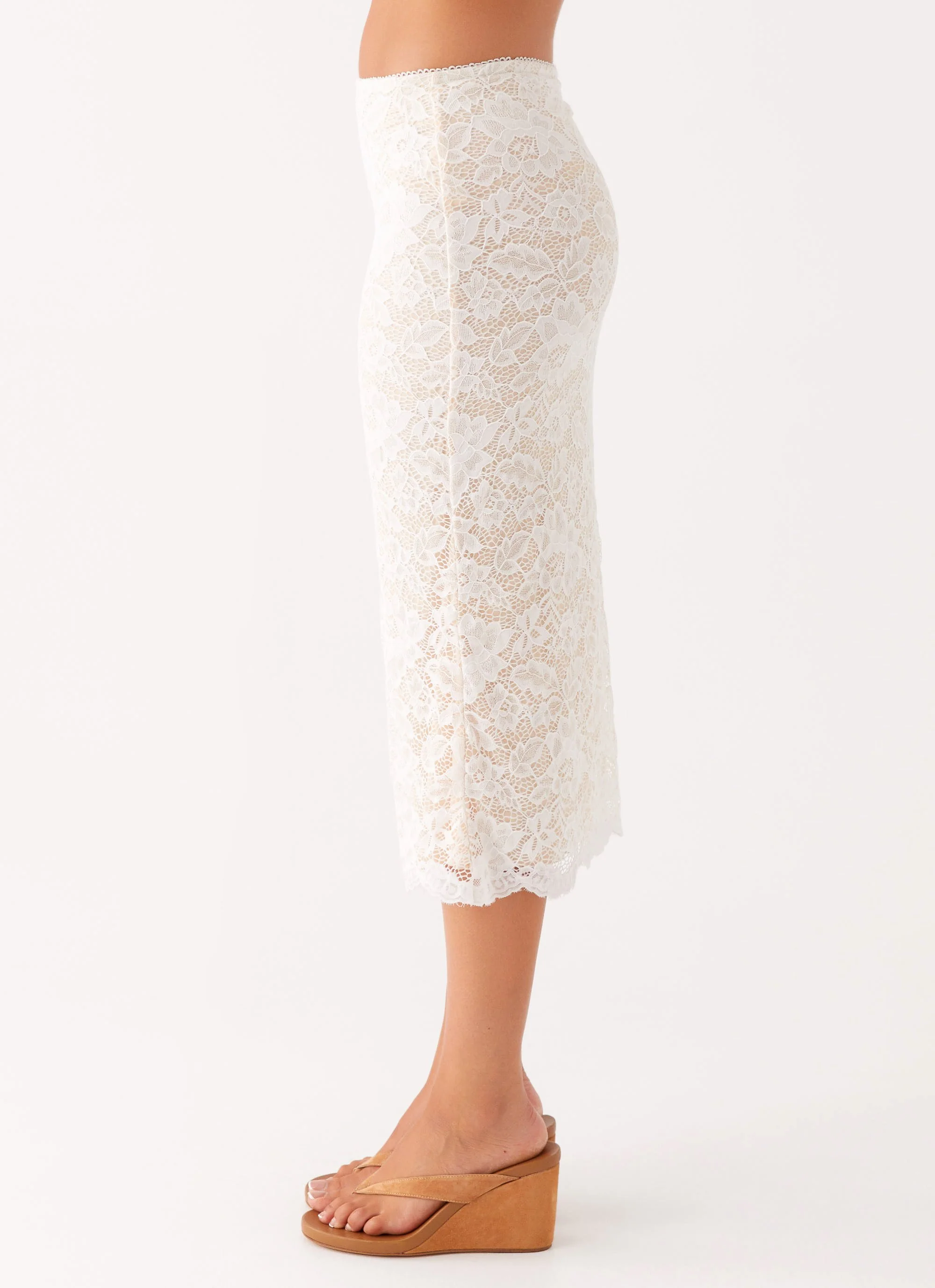 Crystal Clear Lace Midi Skirt - Ivory - Image 4