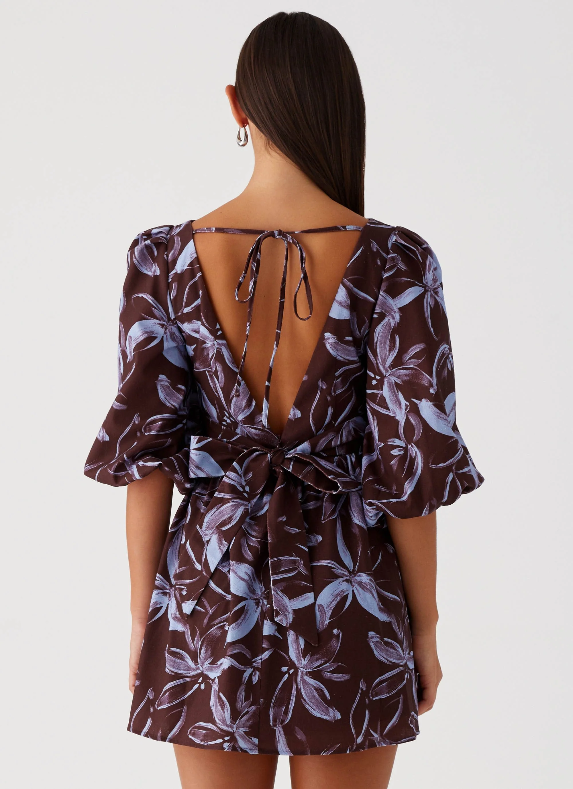 Crystal Dreams Mini Dress - Brown Purple Floral - Image 5