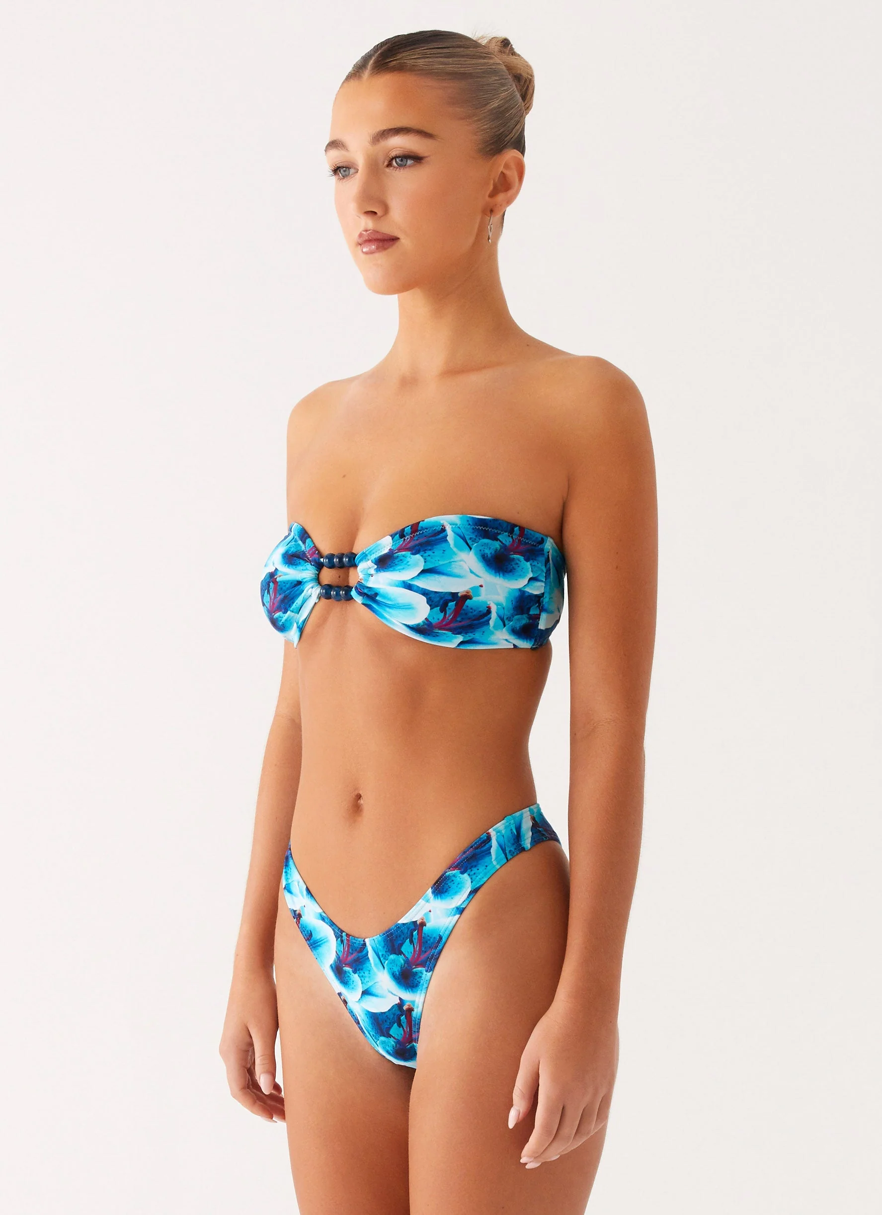 Cuba Bikini Bottoms - Turquoise Floral - Image 4
