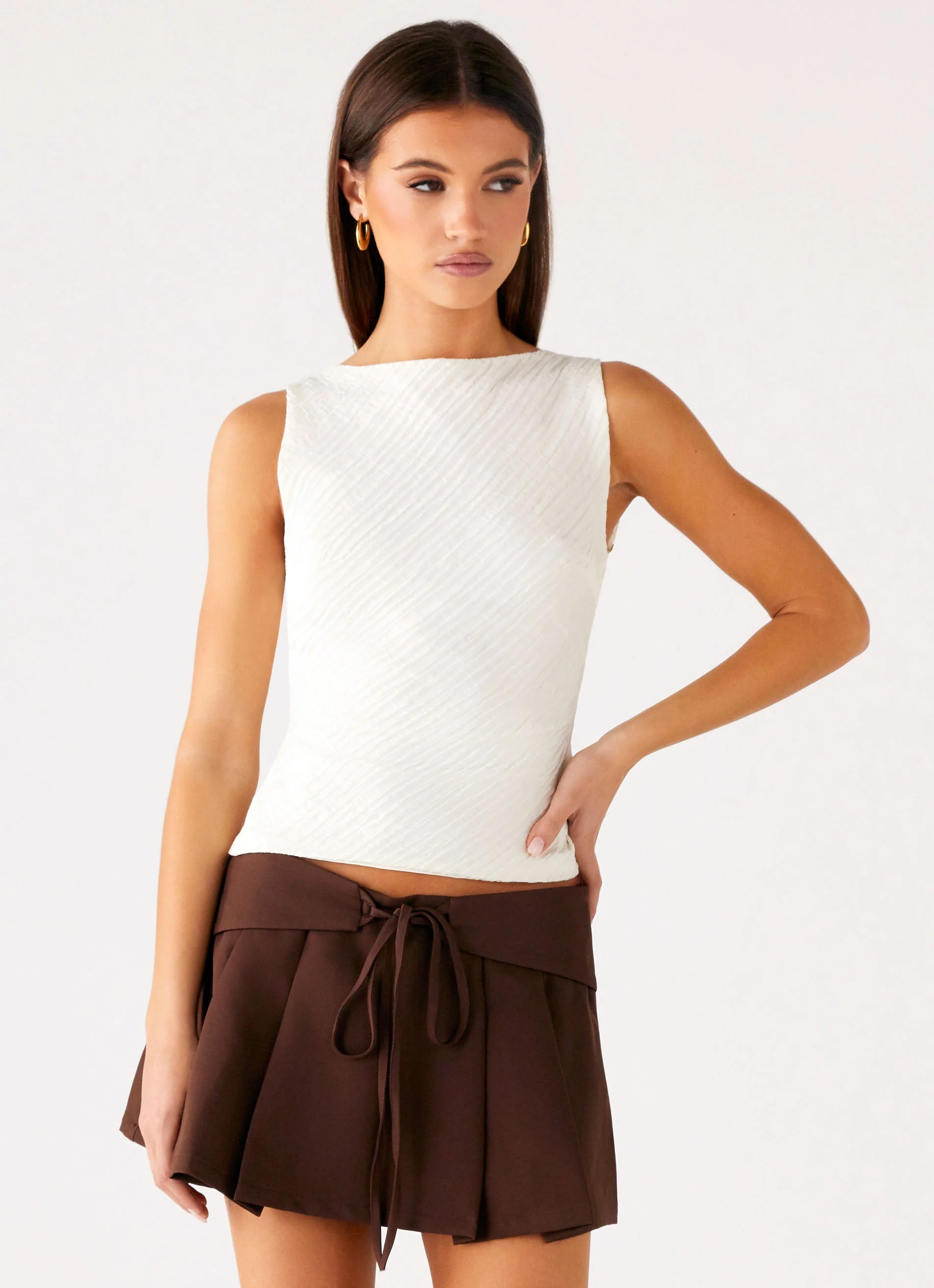 Cypriana Tie Back Top - White - Image 5