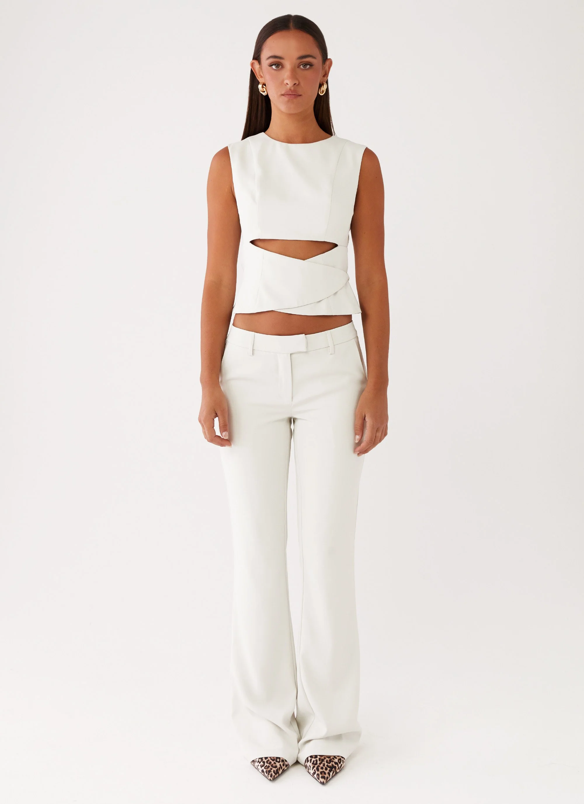 Cyra Low Rise Slim Fit Pants - Ivory - Image 2