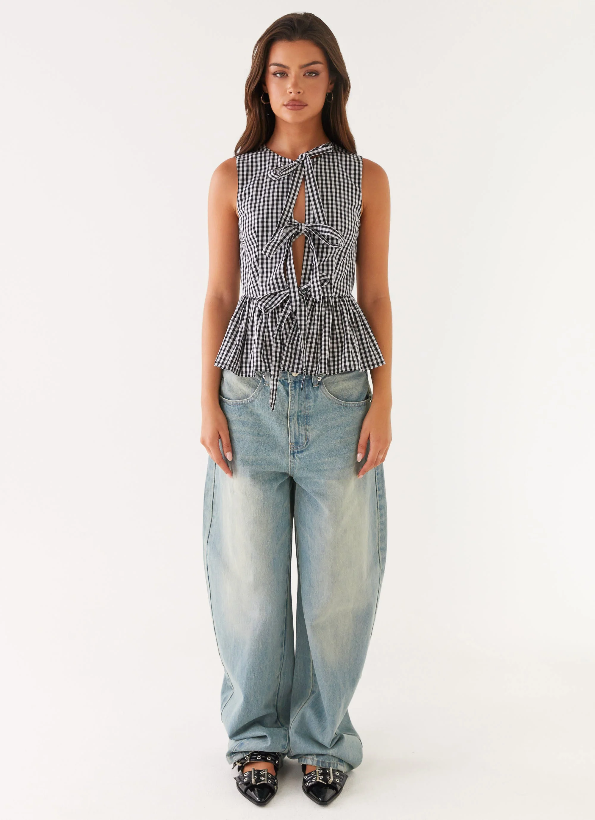 Cyrene Tie Top - Black Gingham - Image 2
