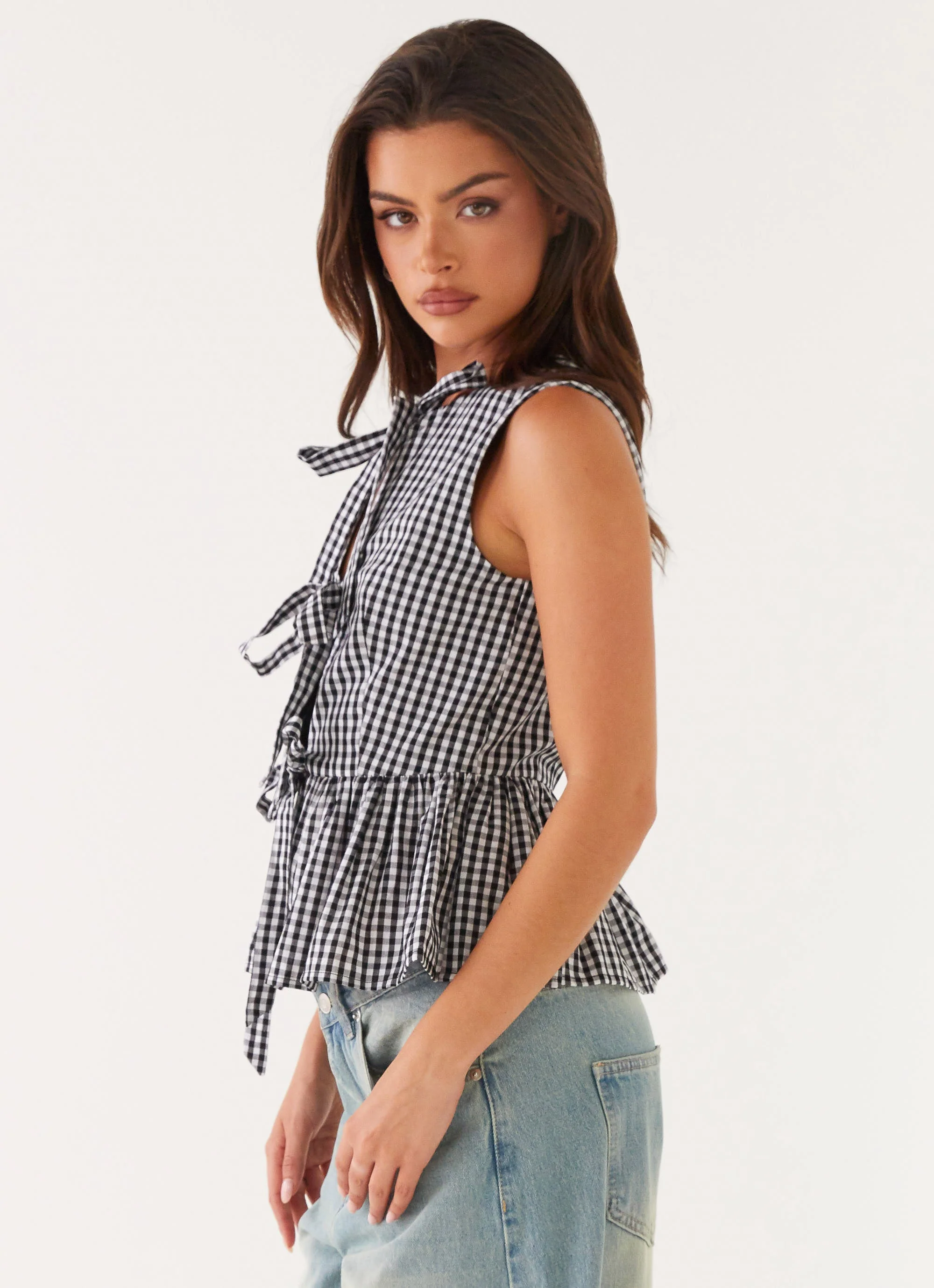 Cyrene Tie Top - Black Gingham - Image 3