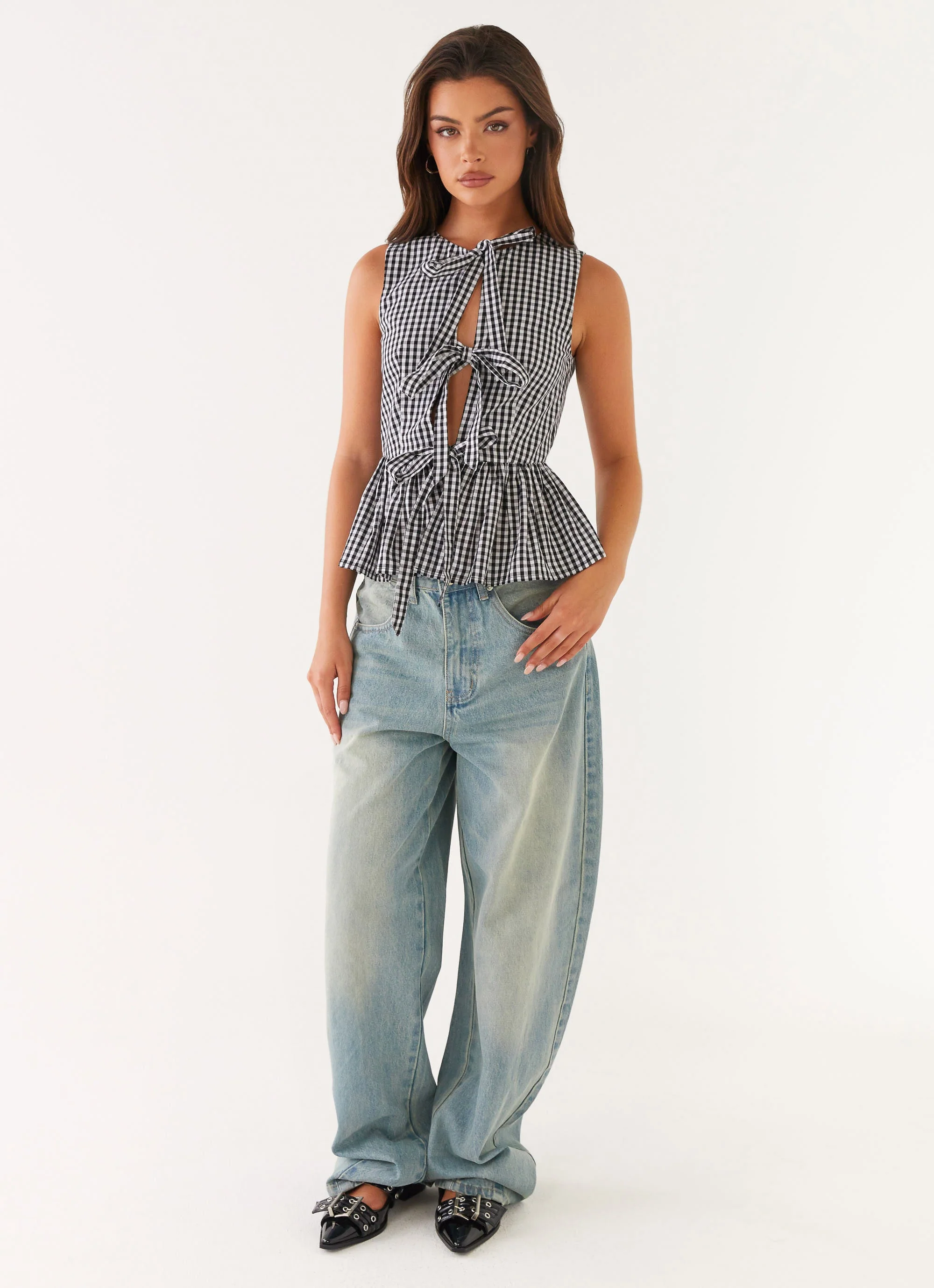 Cyrene Tie Top - Black Gingham - Image 6