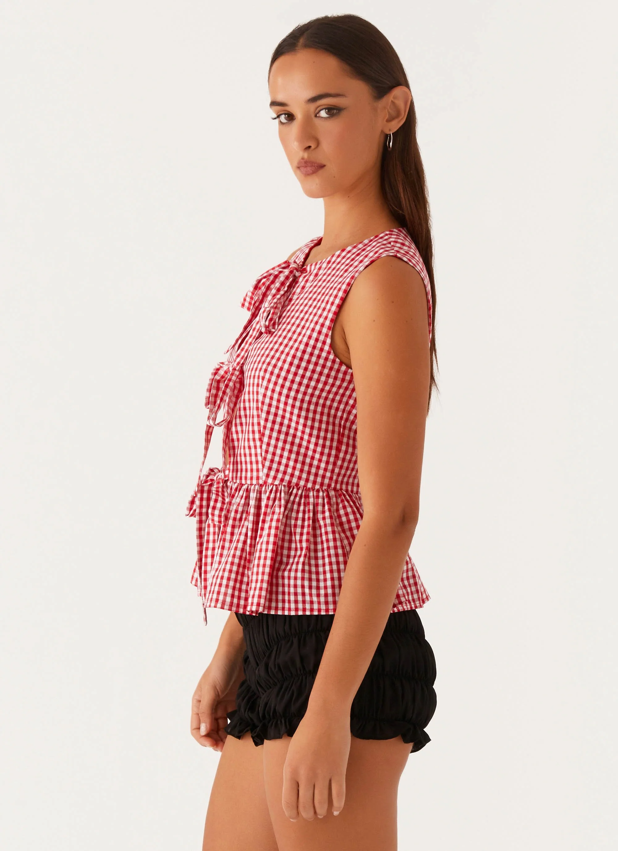 Cyrene Tie Top - Red Gingham - Image 3
