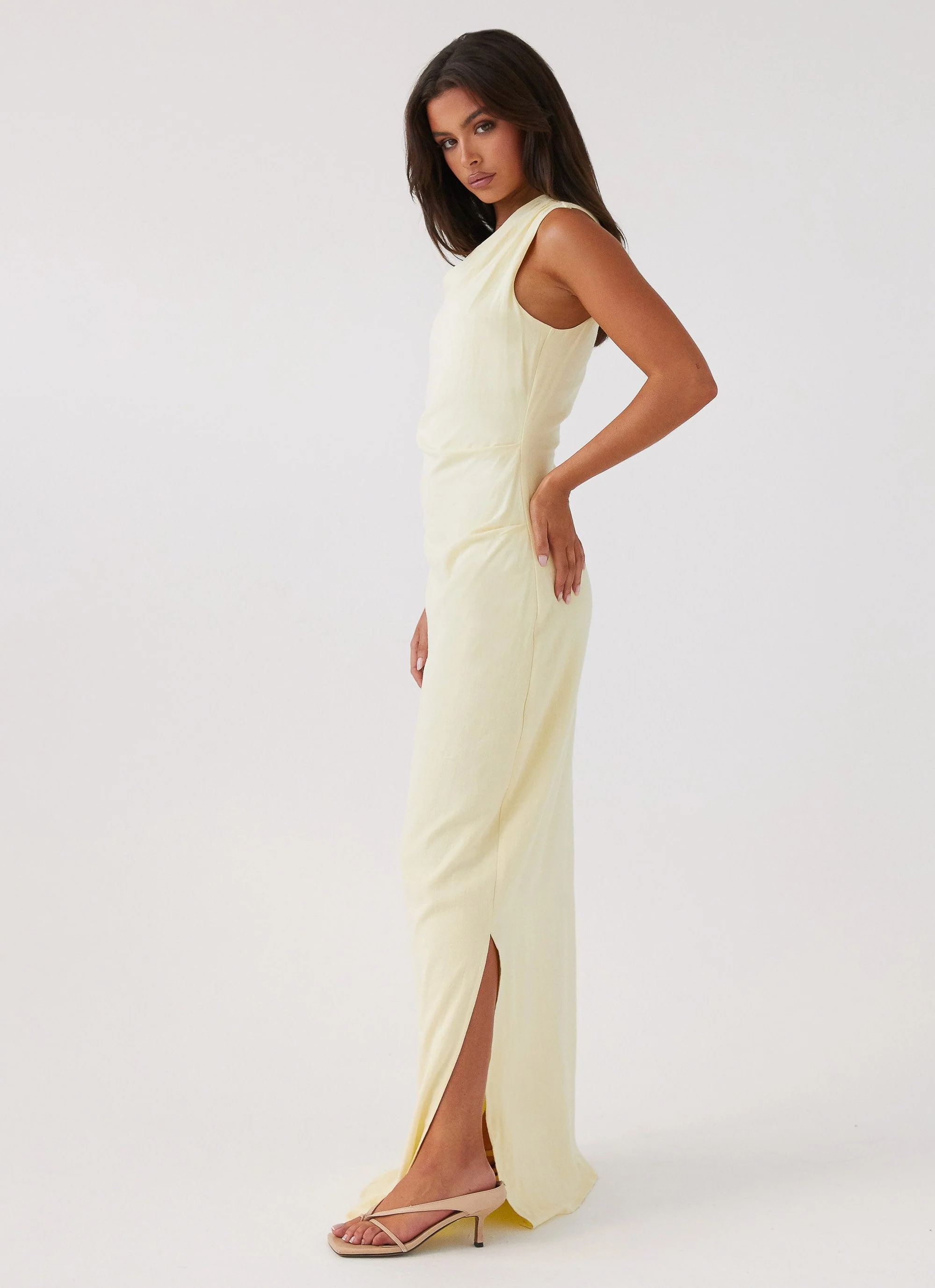 Daffodil Charm Linen Maxi Dress - Sunflower Yellow - Image 2