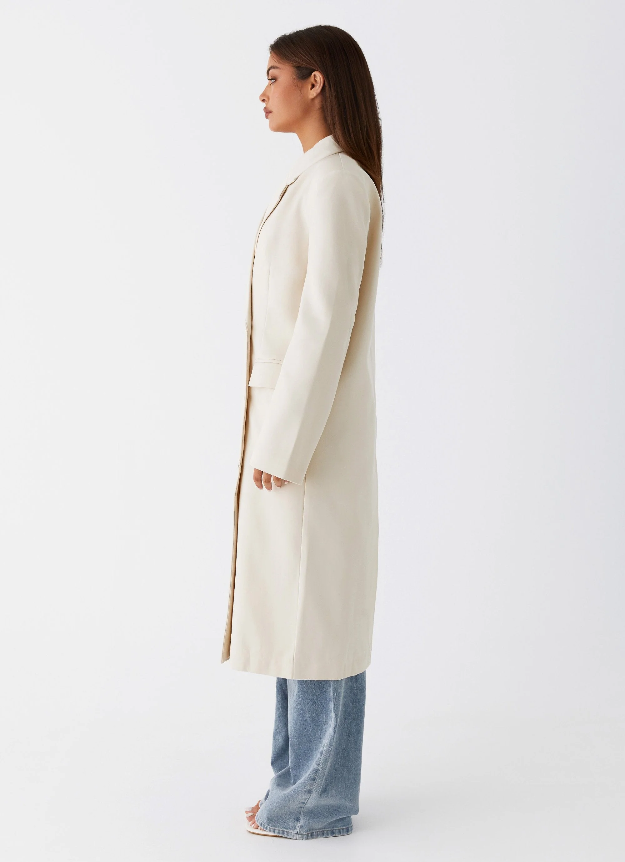 Dalia Double Breasted Blazer Coat - Beige - Image 3