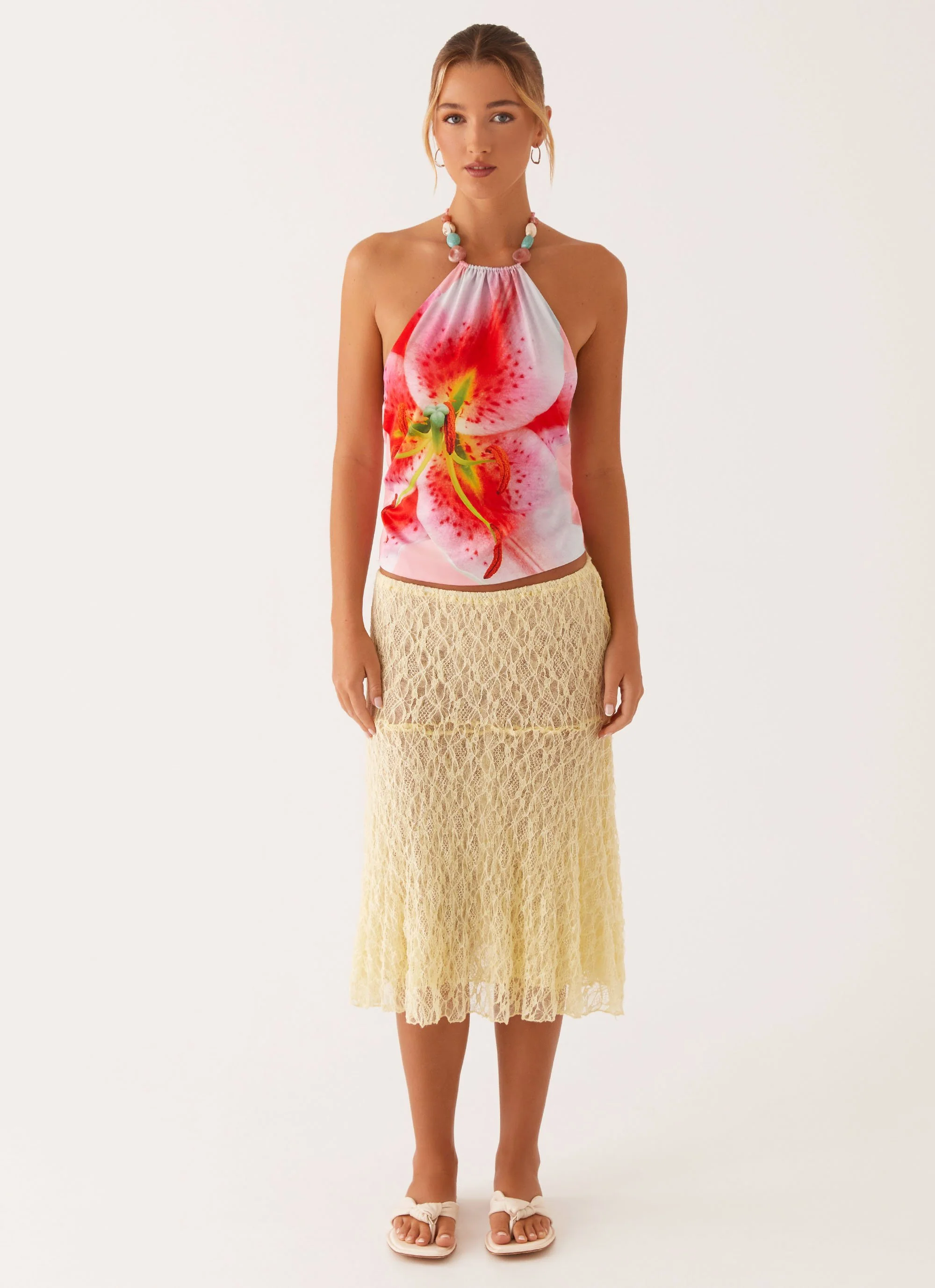 Dalila Beaded Tie Back Top - Pink Lily - Image 3