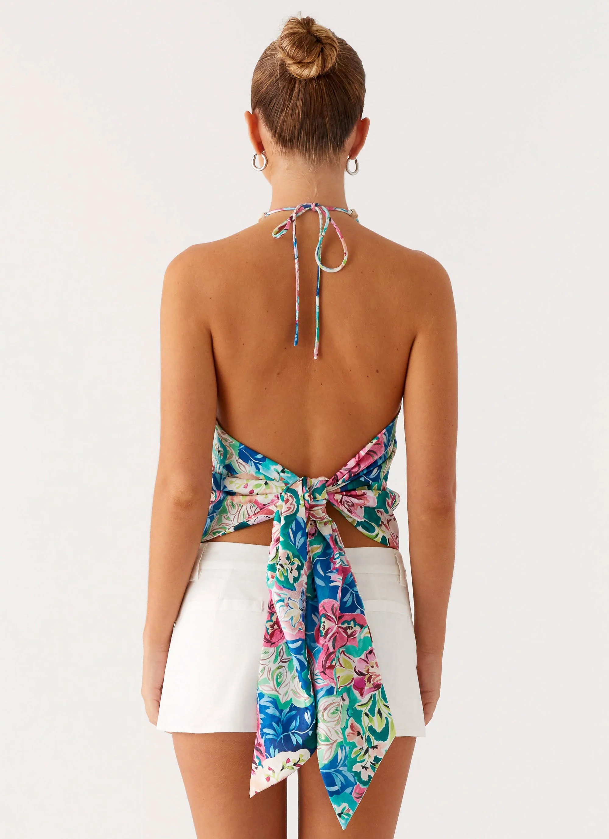 Dalila Beaded Tie Back Top - Santorini Floral - Image 2