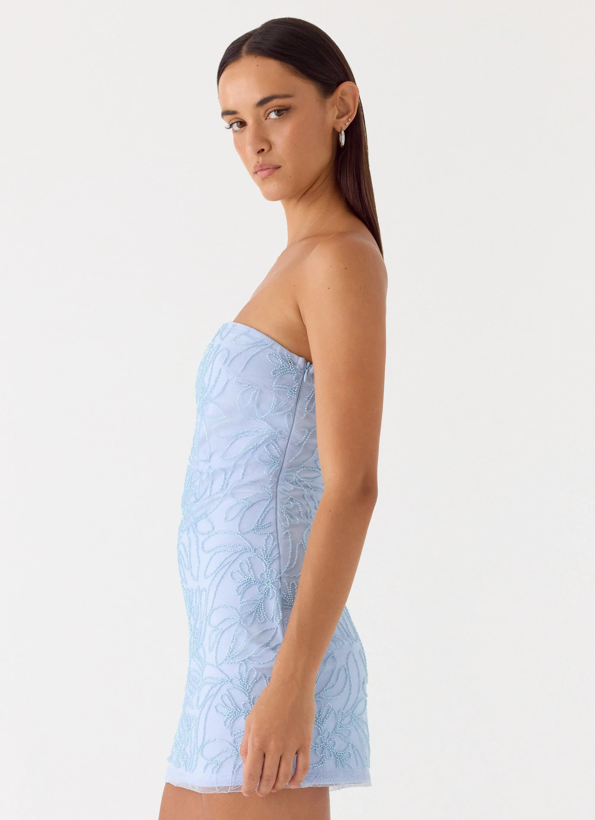 Dangerous Kind Beaded Mini Dress - Blue - Image 3