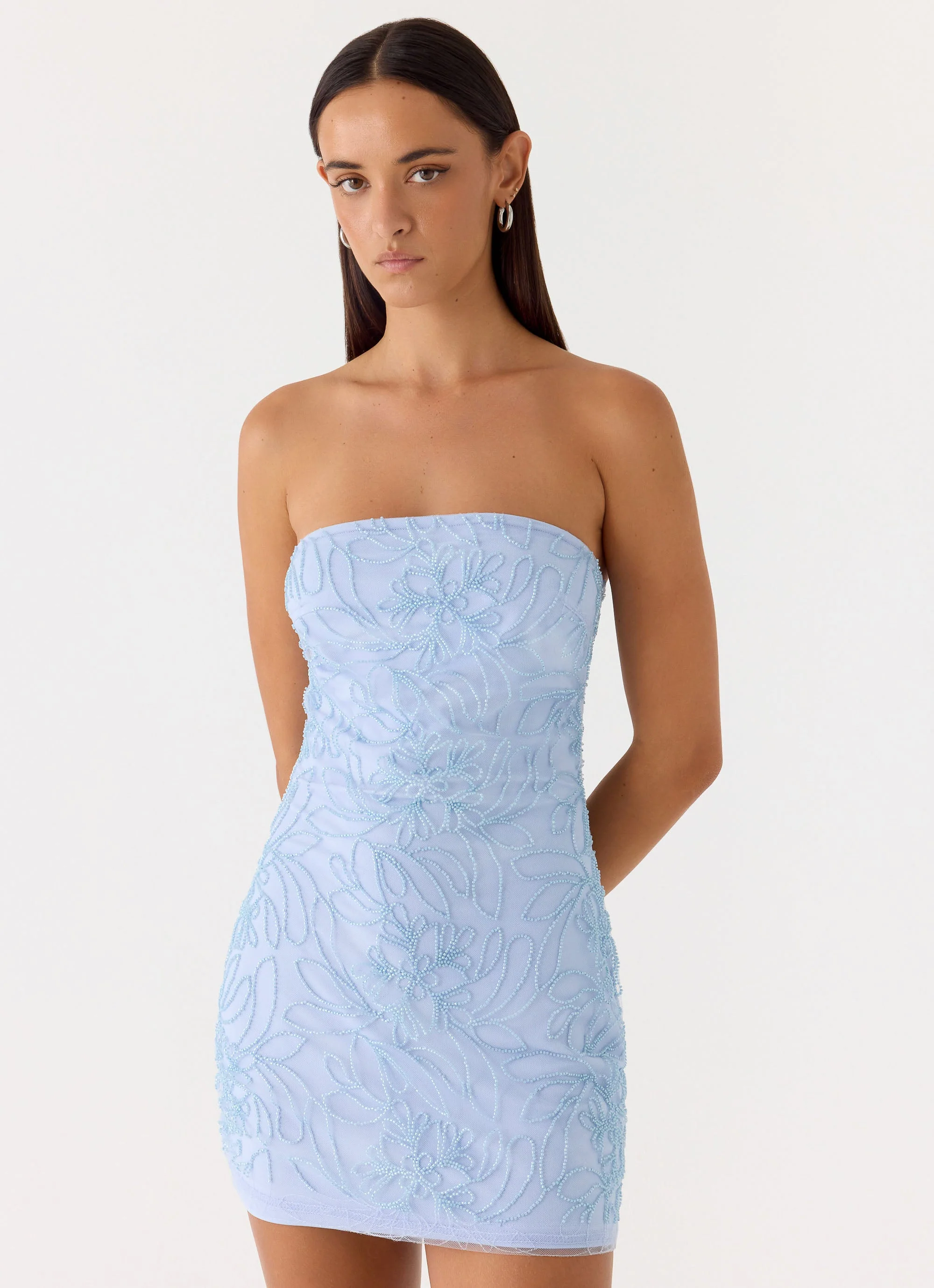 Dangerous Kind Beaded Mini Dress - Blue - Image 5