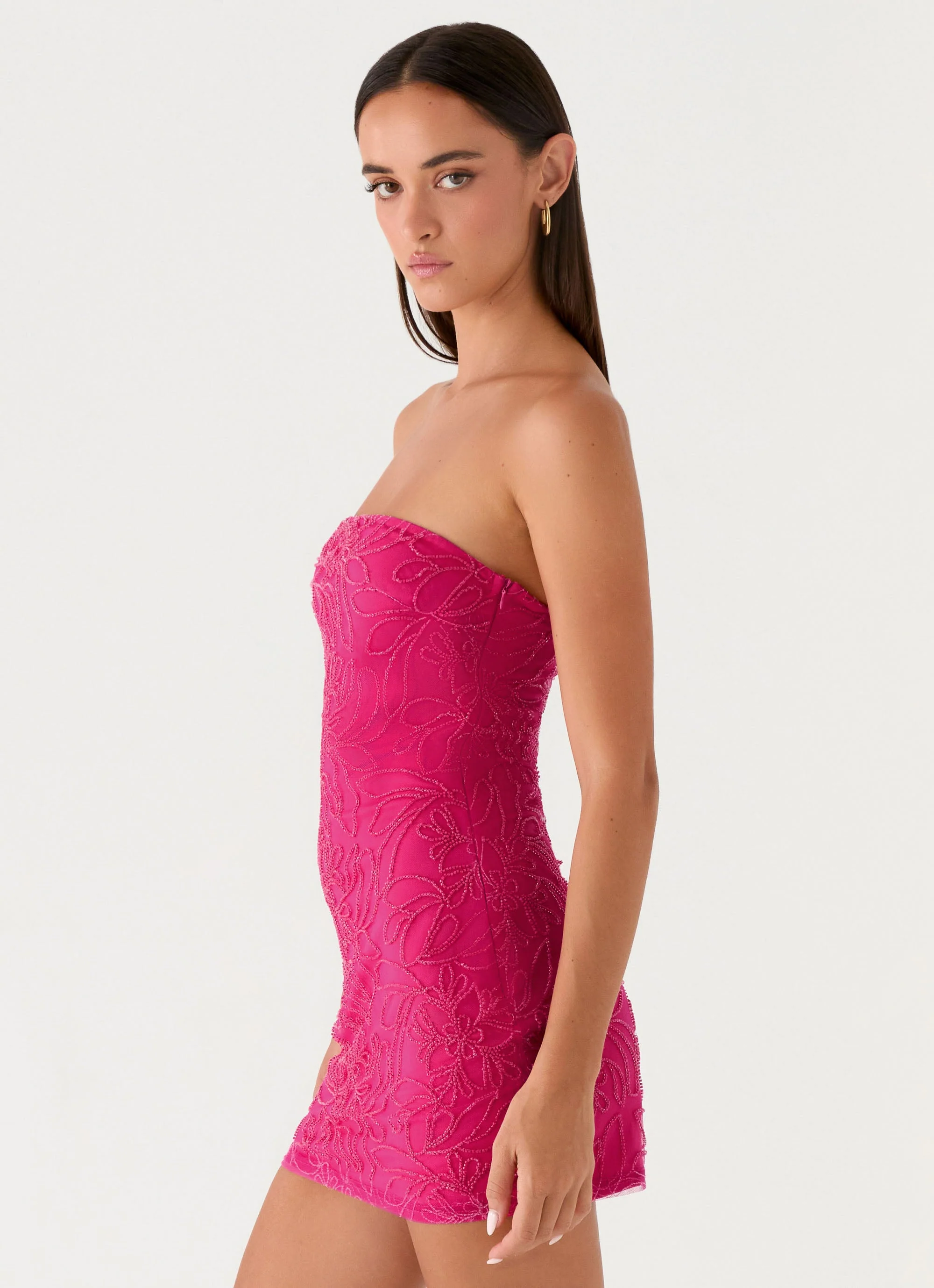 Dangerous Kind Beaded Mini Dress - Hot Pink - Image 2