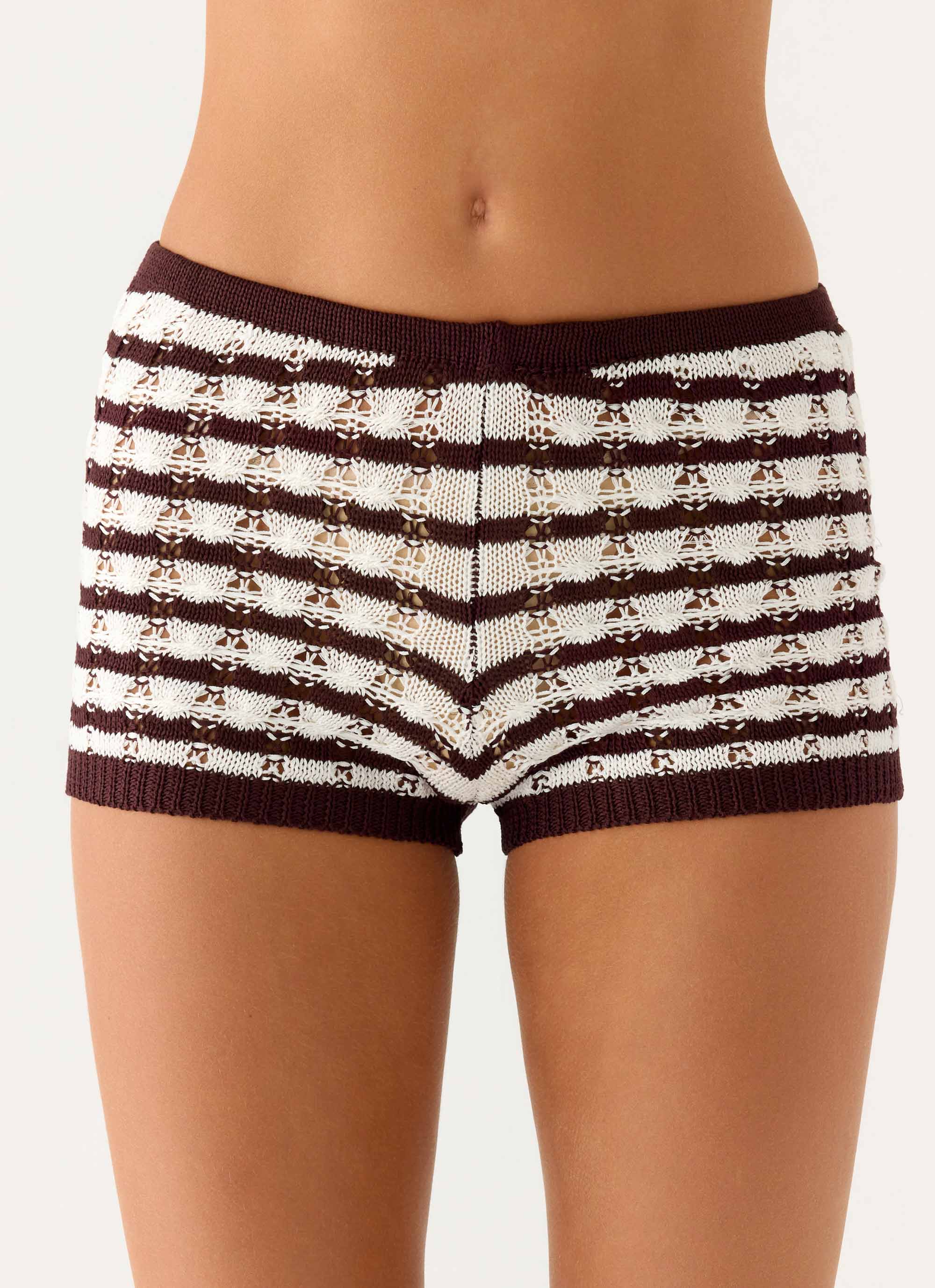 Danni Micro Shorts - Chocolate Stripe - Image 4