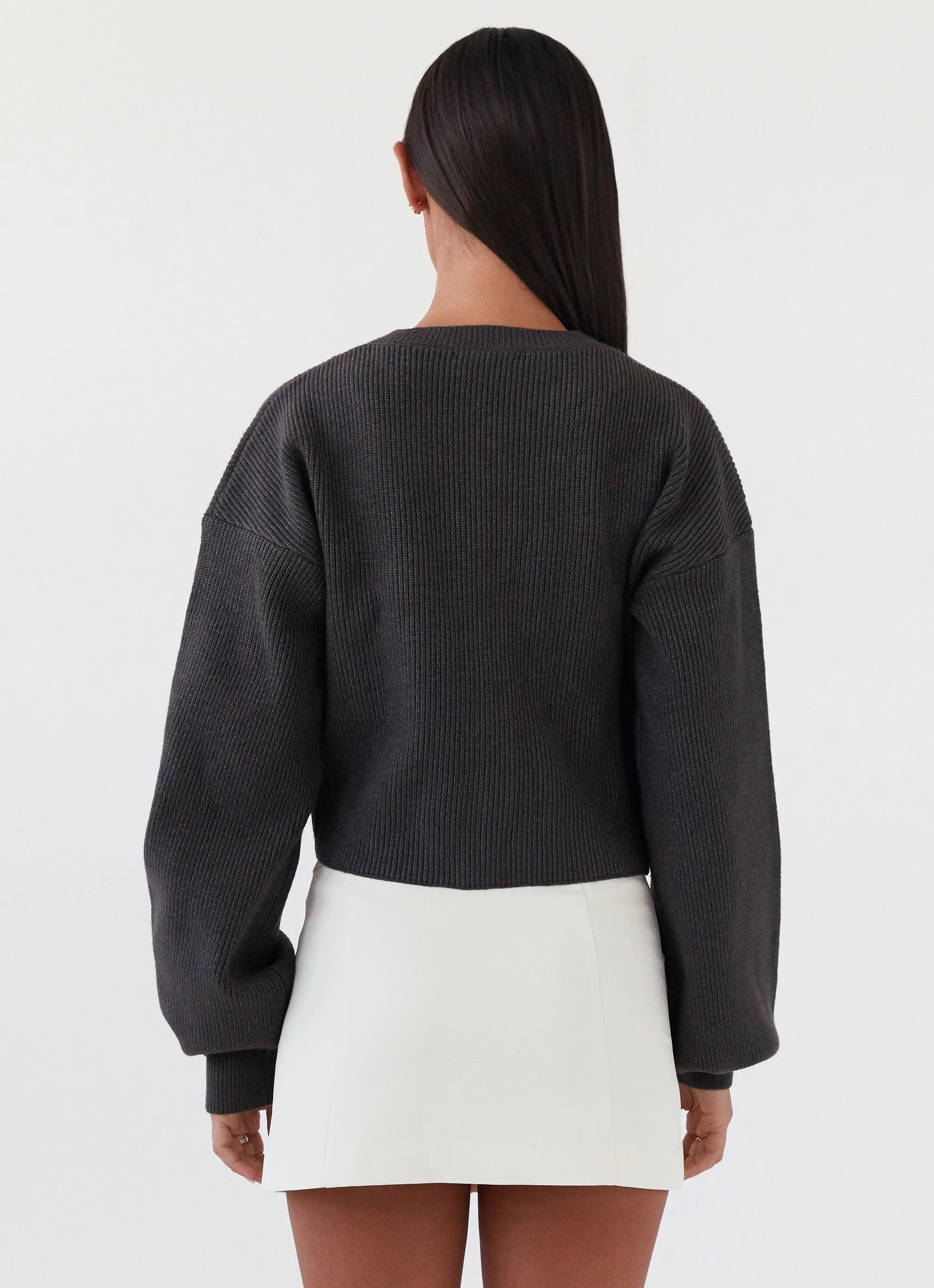 Daphne Knit Cardigan - Charcoal - Image 4