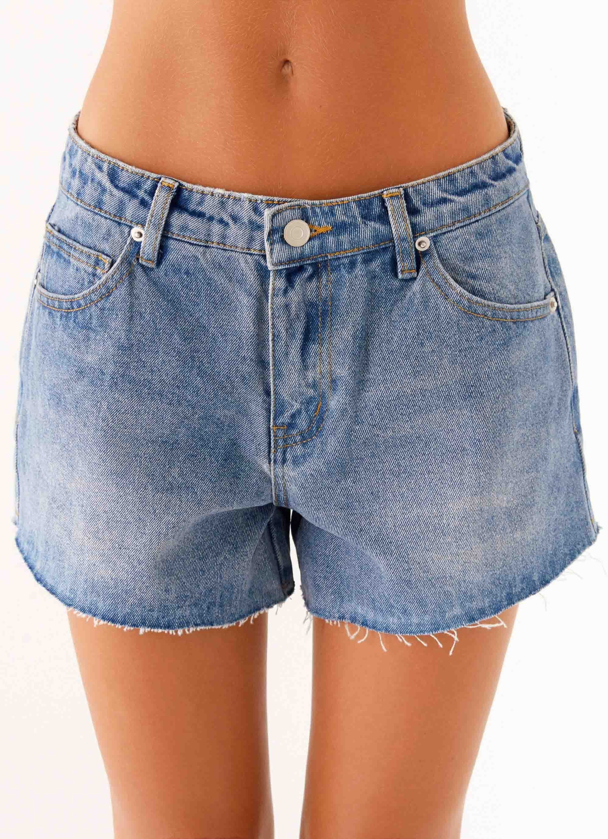 Davie Low Rise Denim Shorts - Blue - Image 5