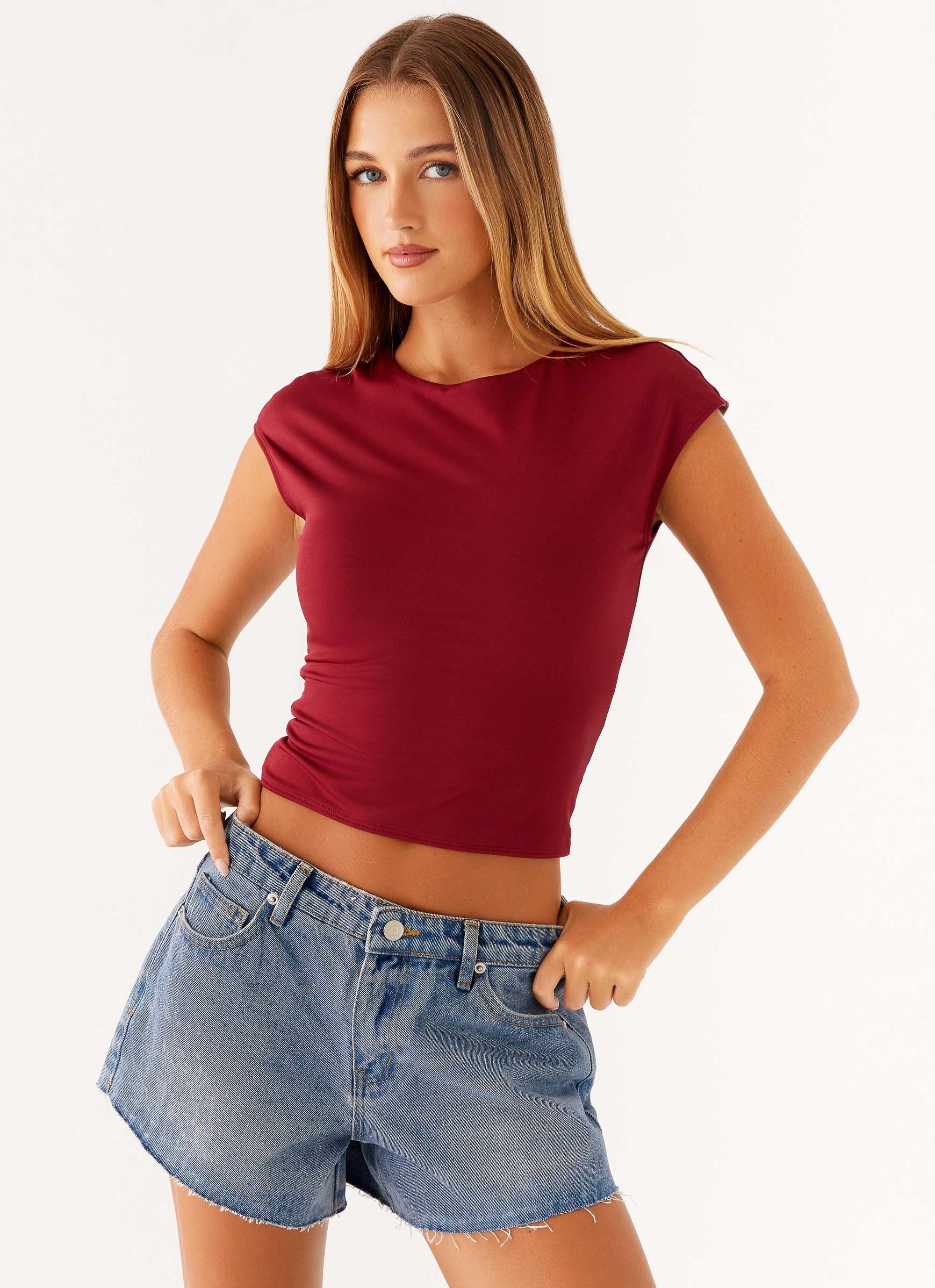 Davie Low Rise Denim Shorts - Blue - Image 6