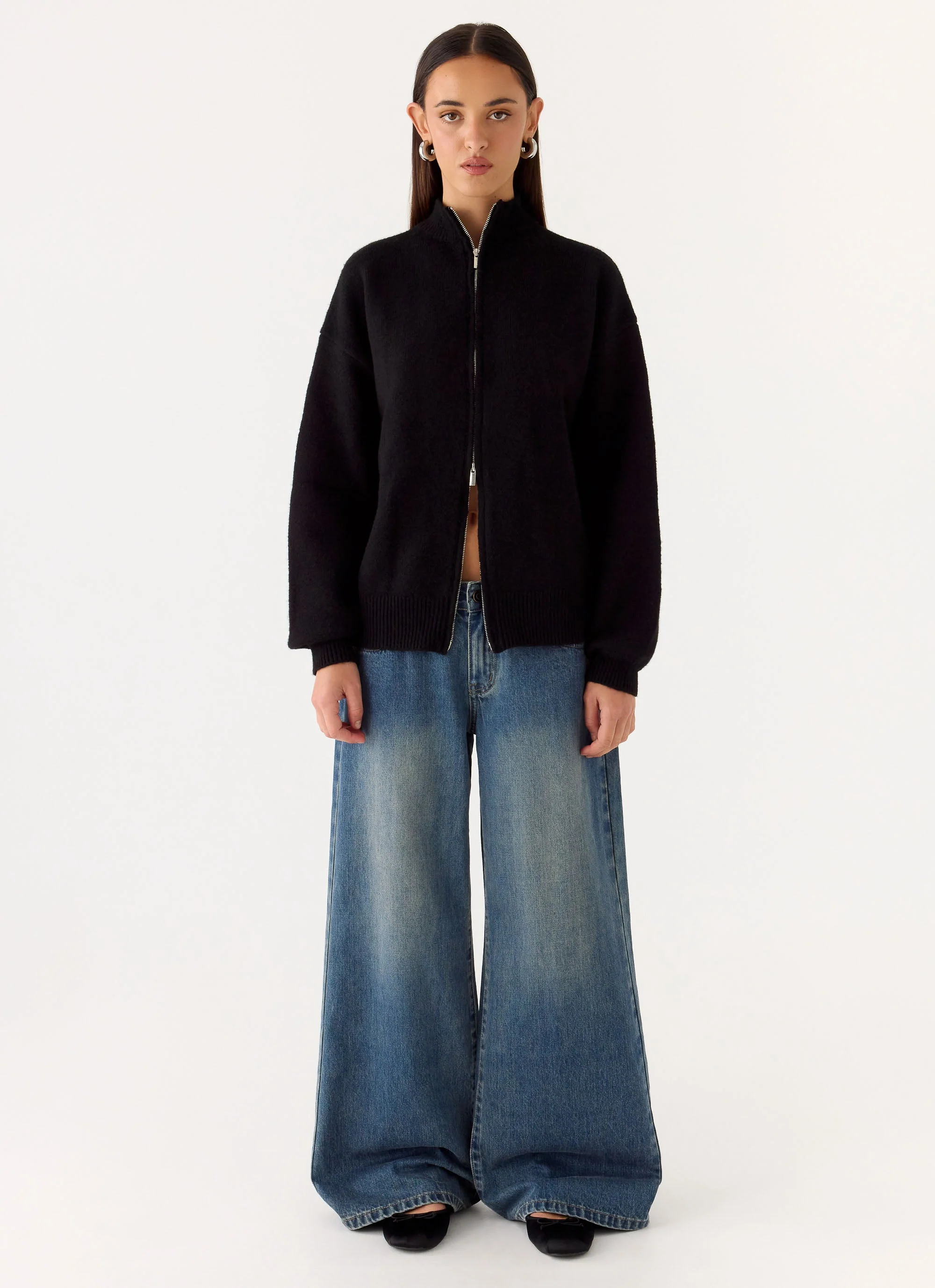 Davy Knit Zip Jacket - Black - Image 2